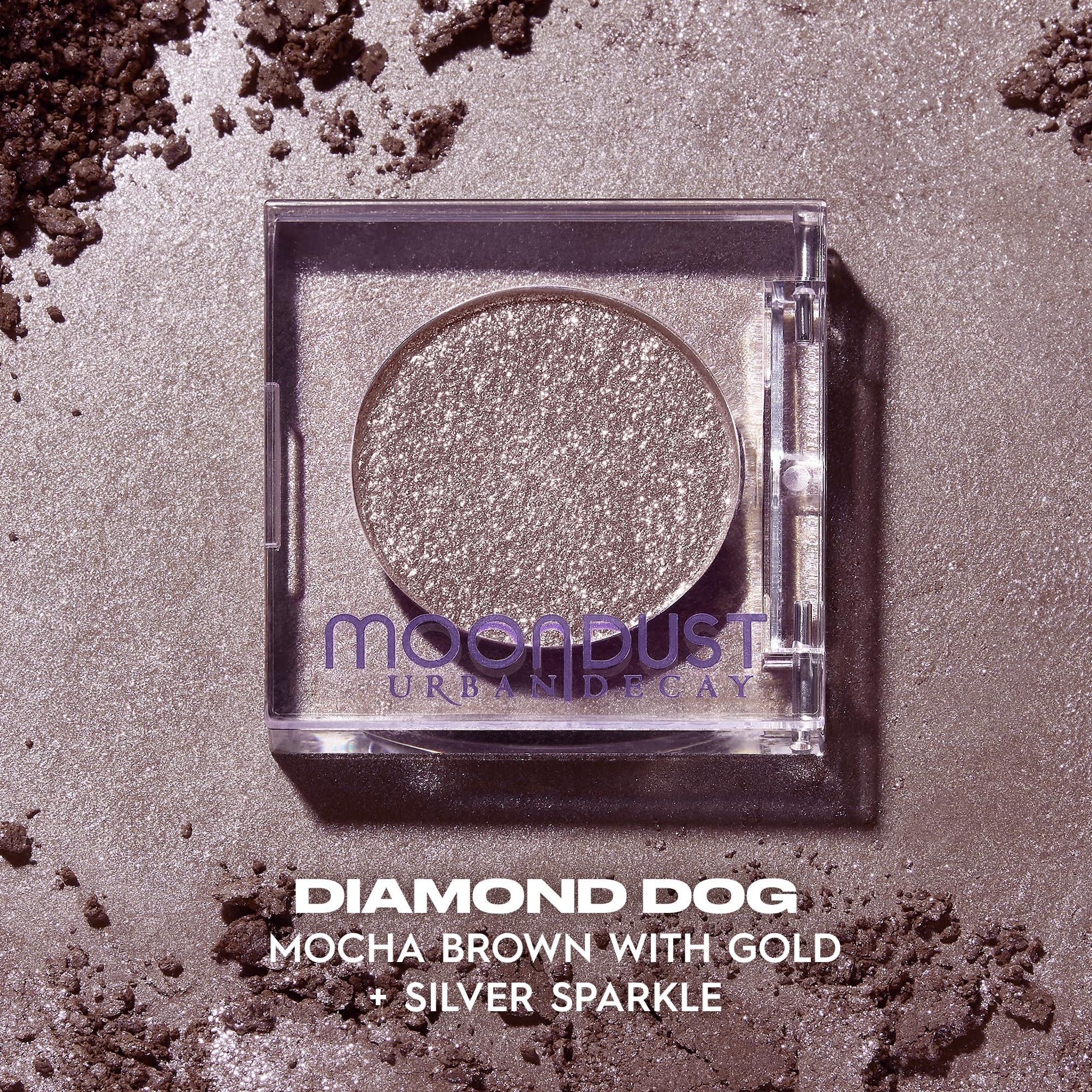 Urban Decay Moondust Space Cowboy shade swatch with champagne gold sparkle.