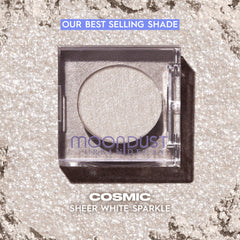 Urban Decay Moondust wet-look foil application on lid for dramatic shine.