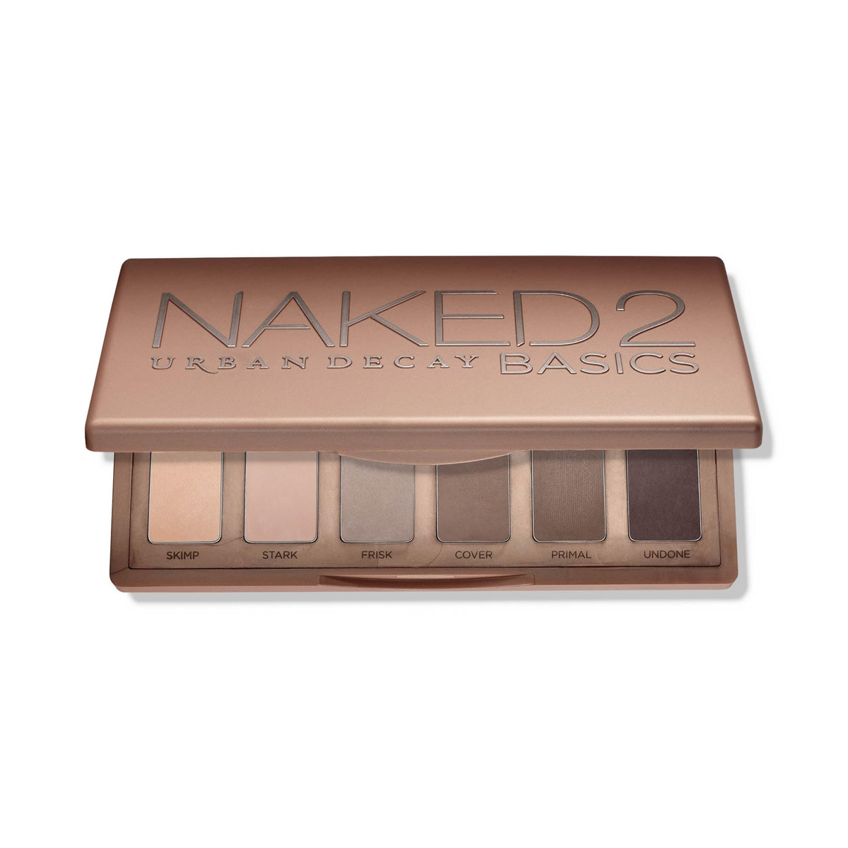 URBAN DECAY Naked 2 Basics mini palette compact-front highlighting six matte neutrals for versatile everyday looks.
