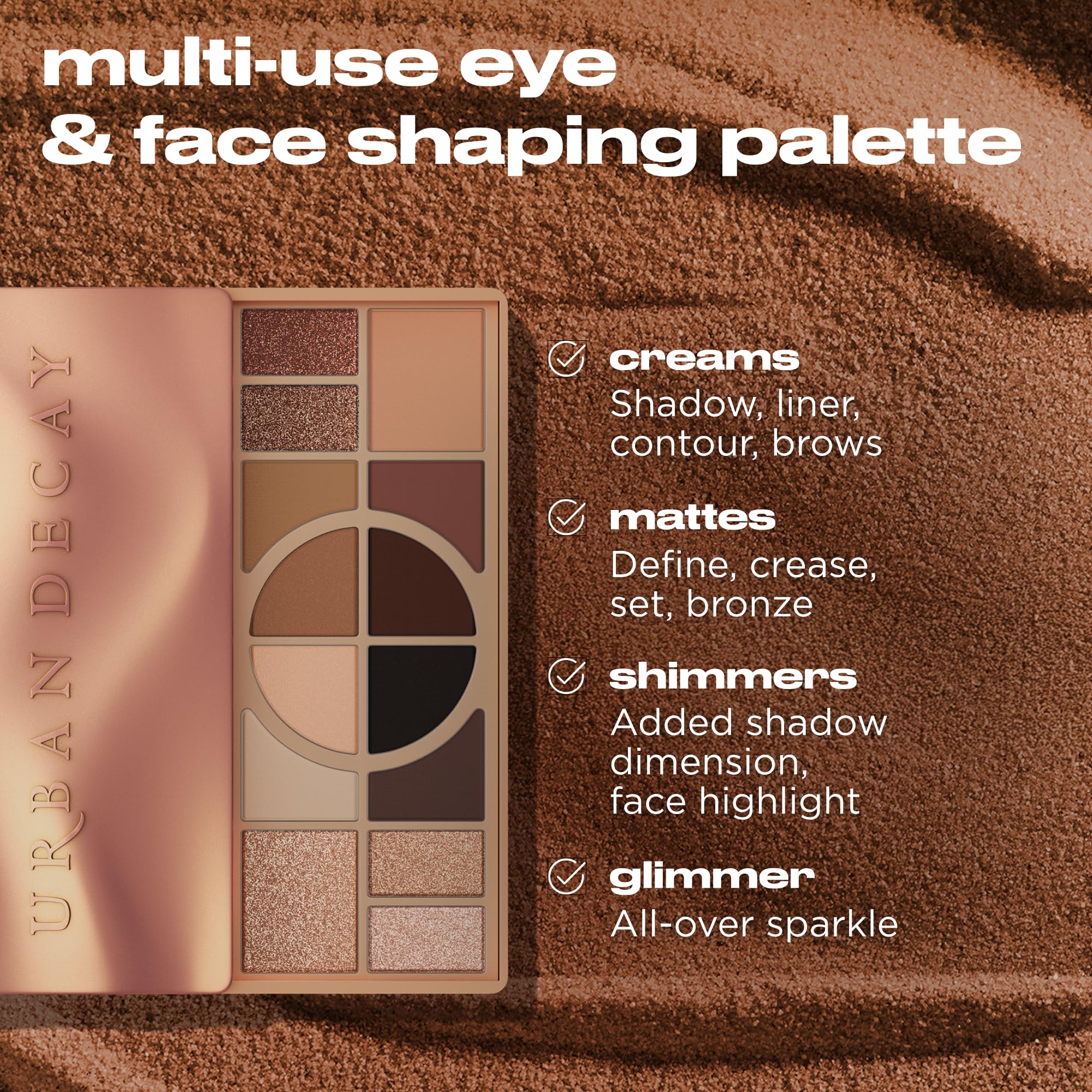 Urban Decay Naked Shaped metallic bronze shimmer swatch adds luminous highlight