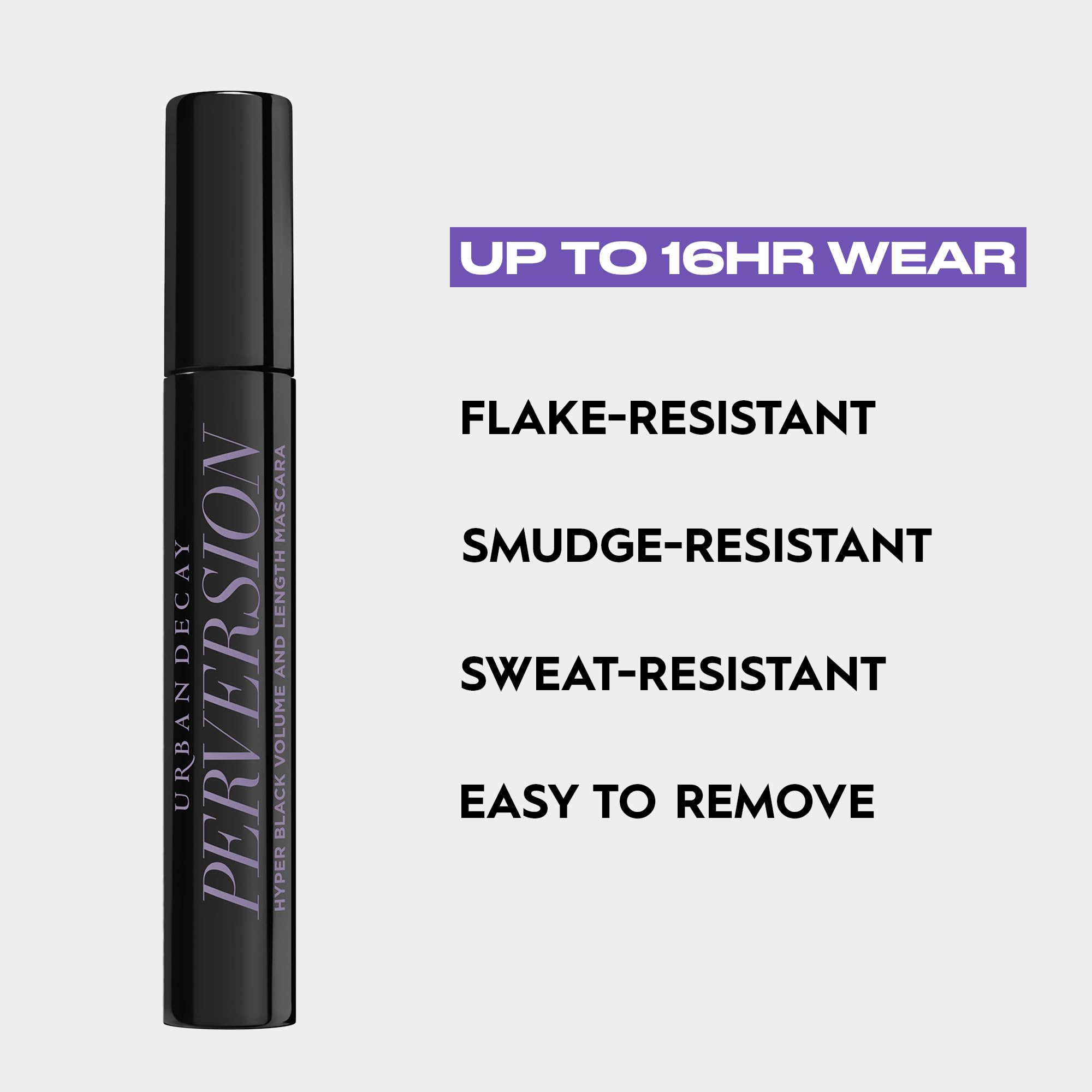 Urban Decay Perversion wear test—showcasing sweat and transfer resistance in real-world use.
