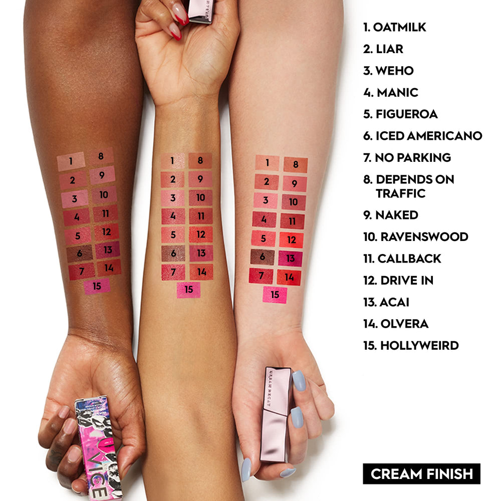 Urban Decay Vice Hydrating Lipstick 1993 aloe and avocado oil nourishes lips.