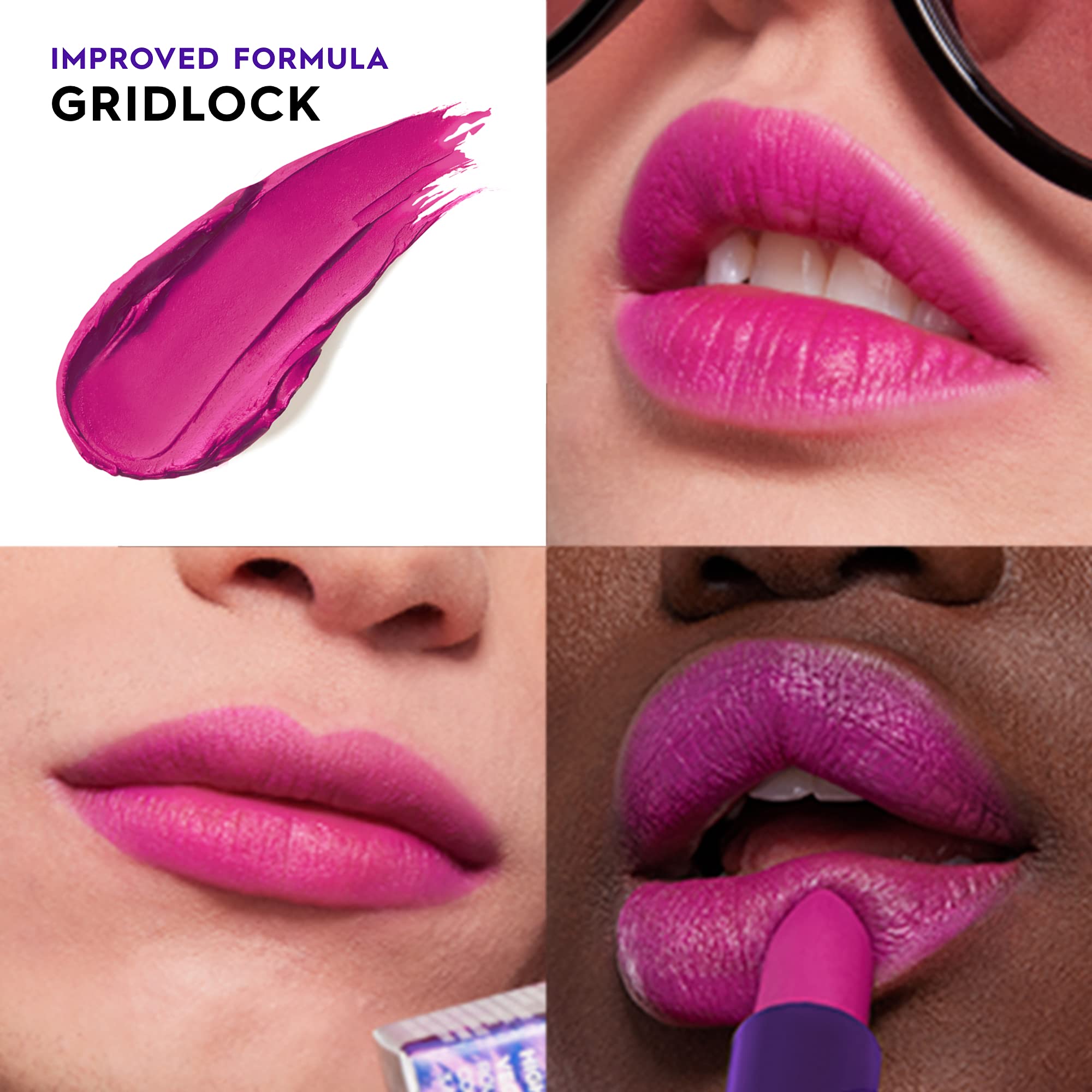 Urban Decay Vice Hydrating Lipstick Gridlock berry swatch showing longwear color