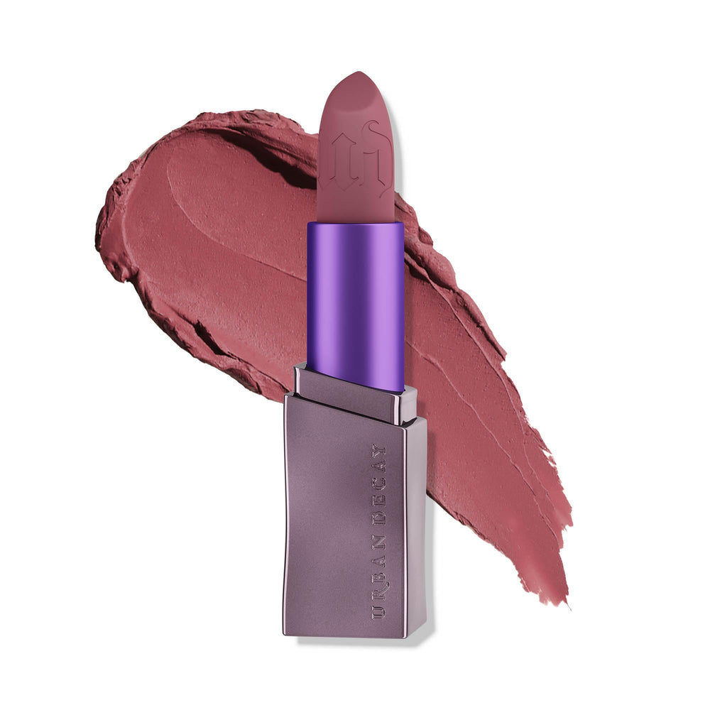 Urban Decay Vice Hydrating Lipstick Hideaway deep nude mauve matte displays rich color and finish