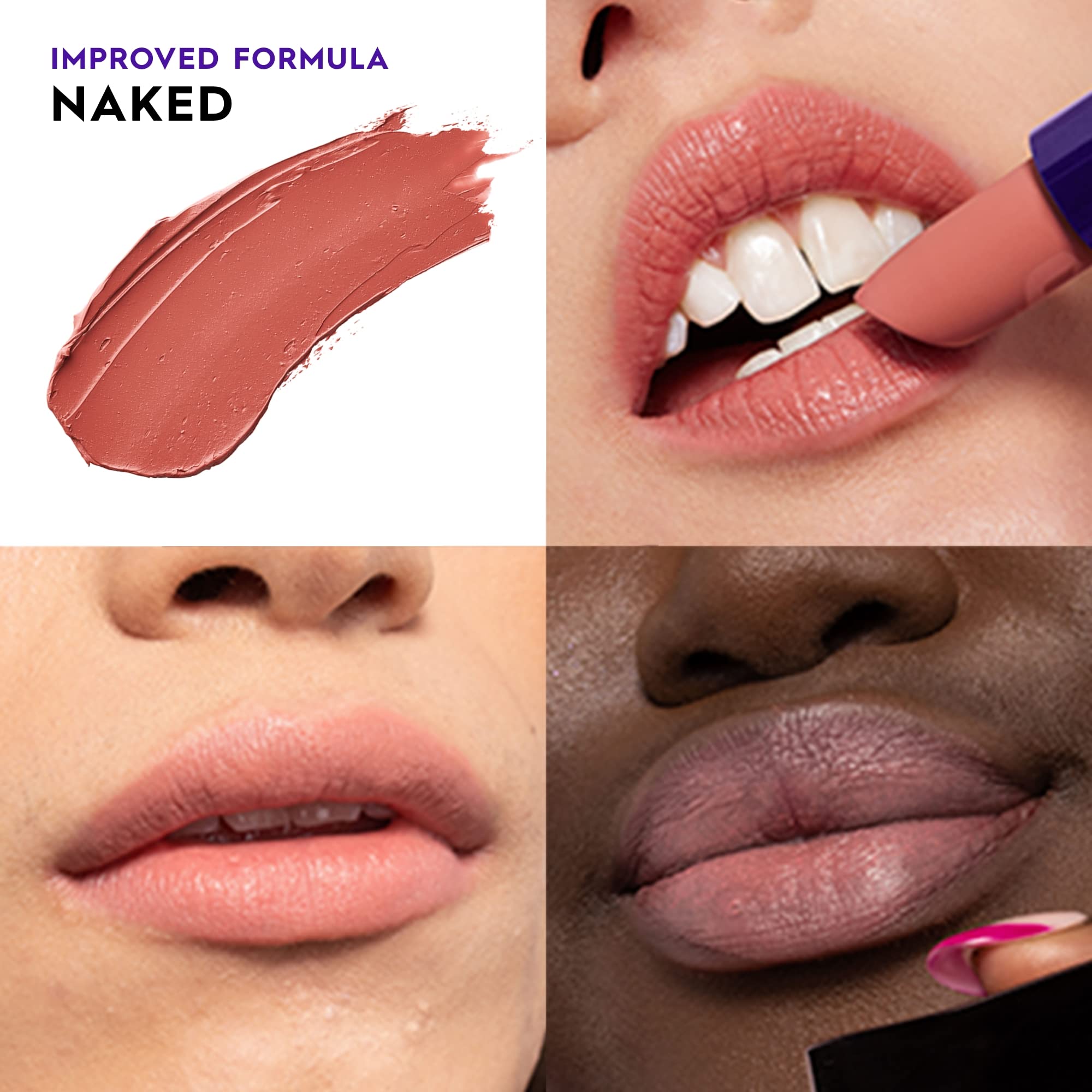 Urban Decay Vice Hydrating Lipstick Naked Rose Nude cream finish close-up with rich pigment