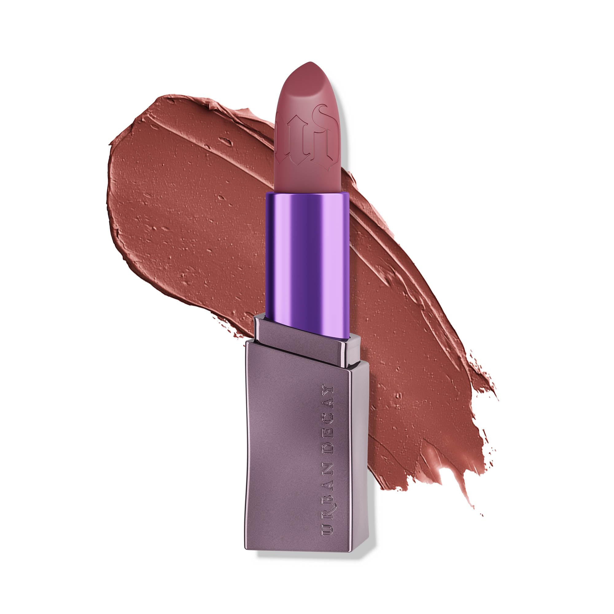 Urban Decay Vice Hydrating Lipstick Ravenswood tube closeup with creamy finish and moisturizing look.