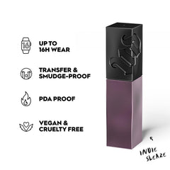 Urban Decay Vice Lip Bond Indie Sleaze applying demonstrates smooth, one-swipe color on lips.