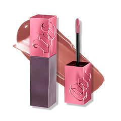 Urban Decay Vice Lip Bond Text Em dusty rose pink swatch showing vibrant, durable color