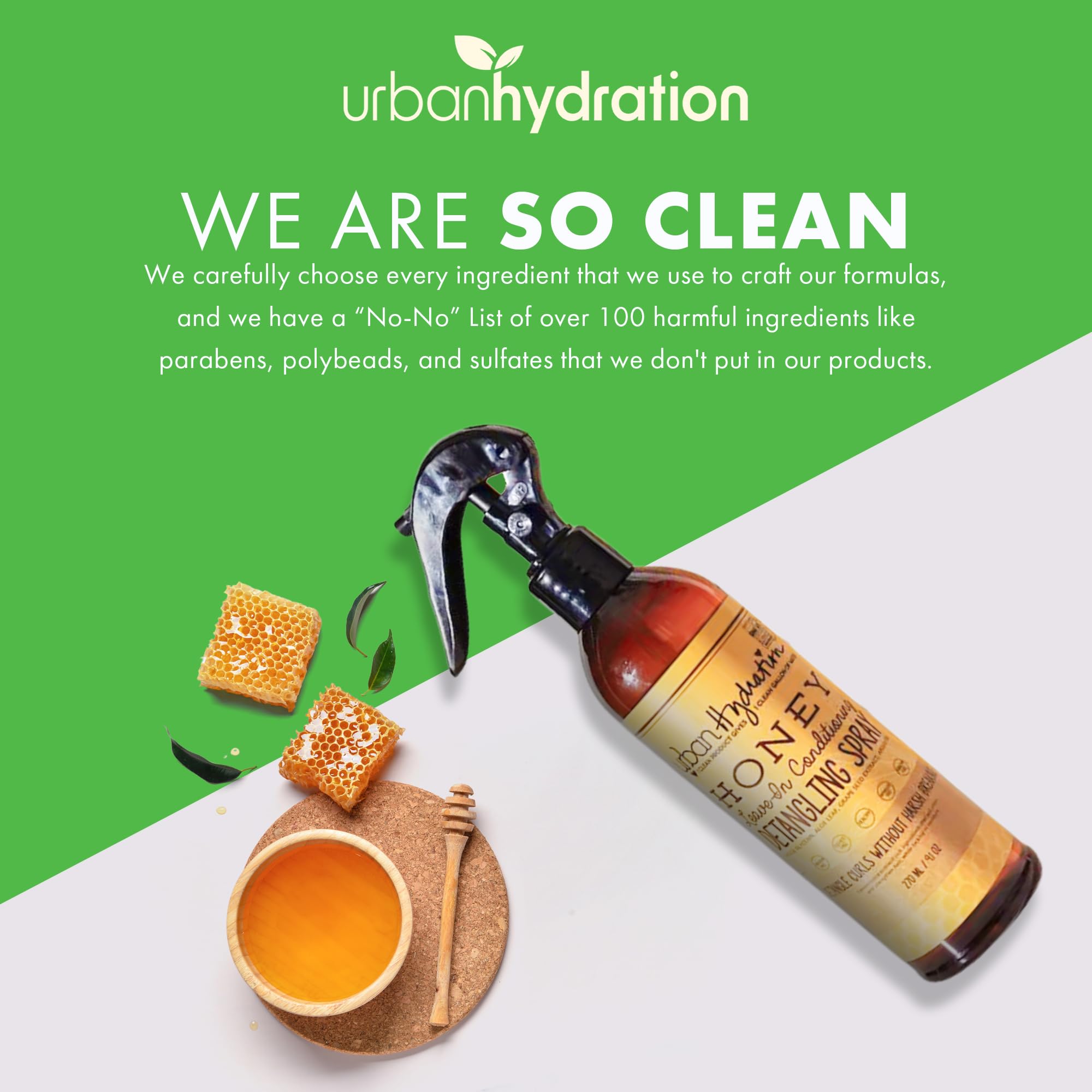 Urban Hydration Honey Health and Repair Detangler ingredients reveal natural honey and argan oil