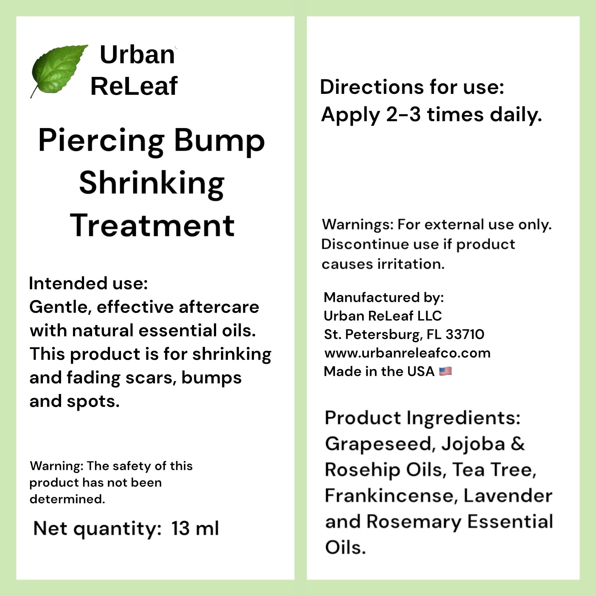 Urban ReLeaf 13ml bottle detail emphasizes compact, travel-friendly daily use.