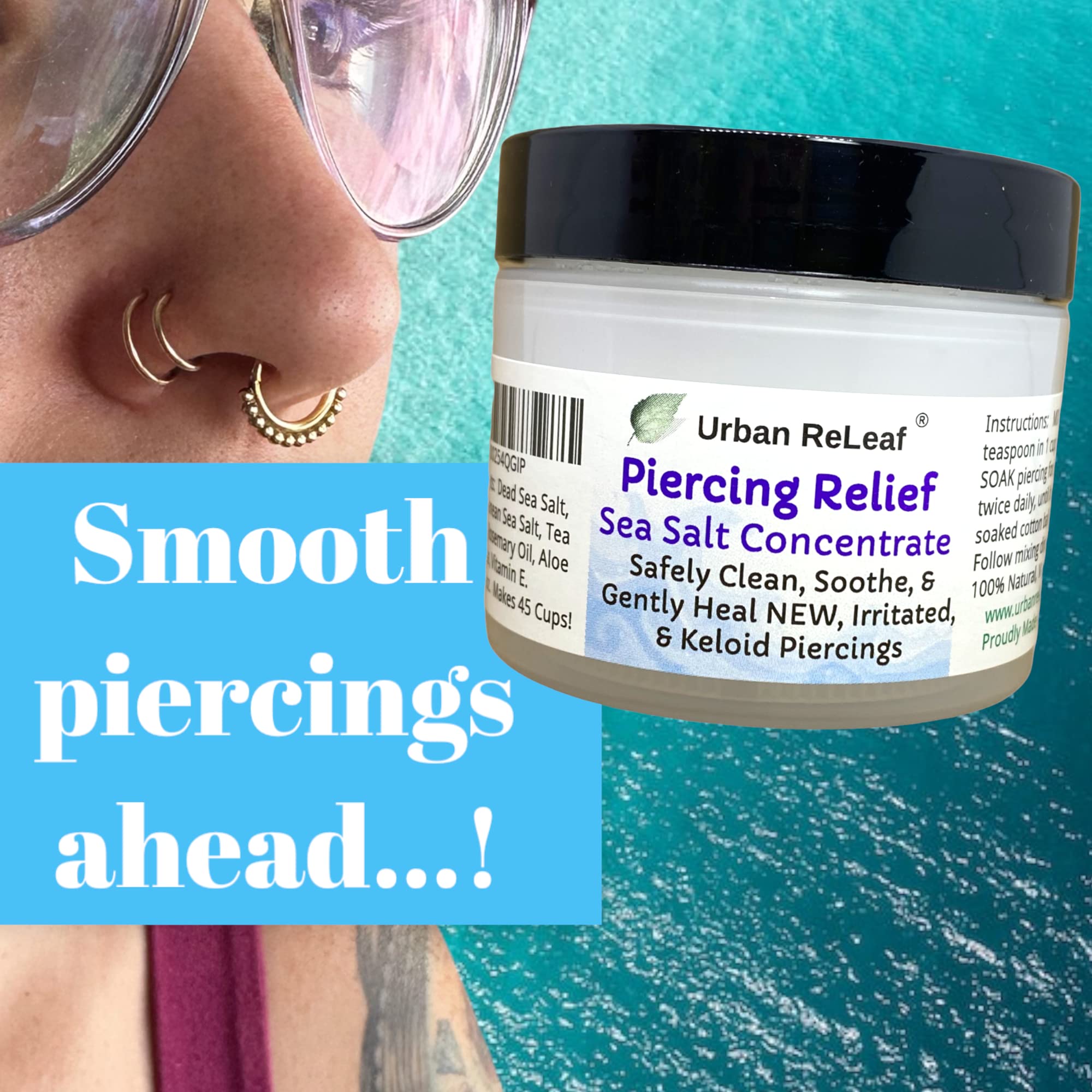 Urban ReLeaf Piercing Relief aloe vera vitamin E support skin nourishment.