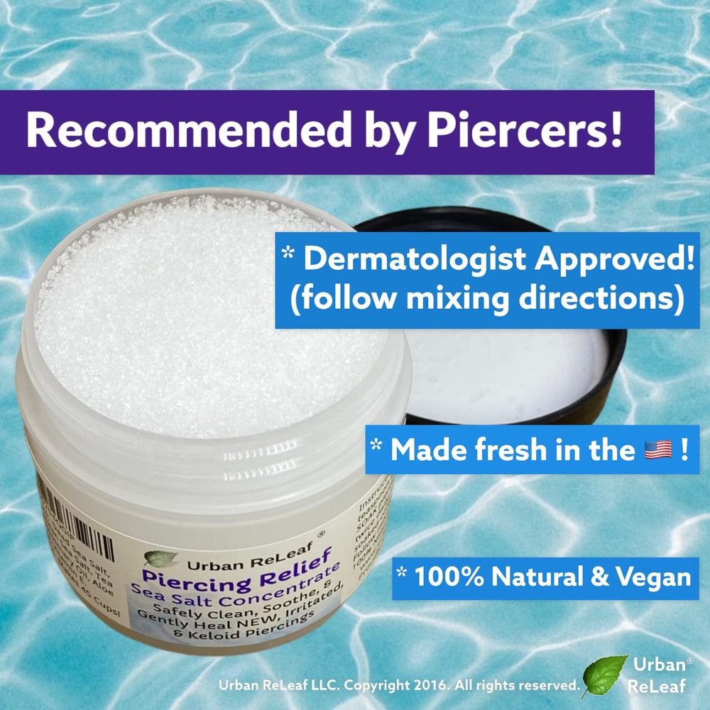 Urban ReLeaf Piercing Relief 1/4 teaspoon measuring guidance for proper dilution.