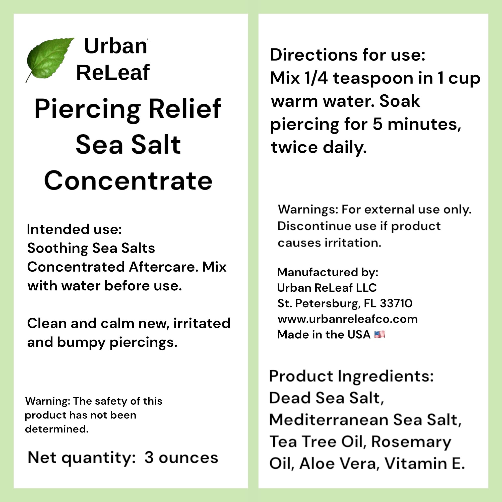 Urban ReLeaf Piercing Relief soaking cup demonstrates at-home saline soak.