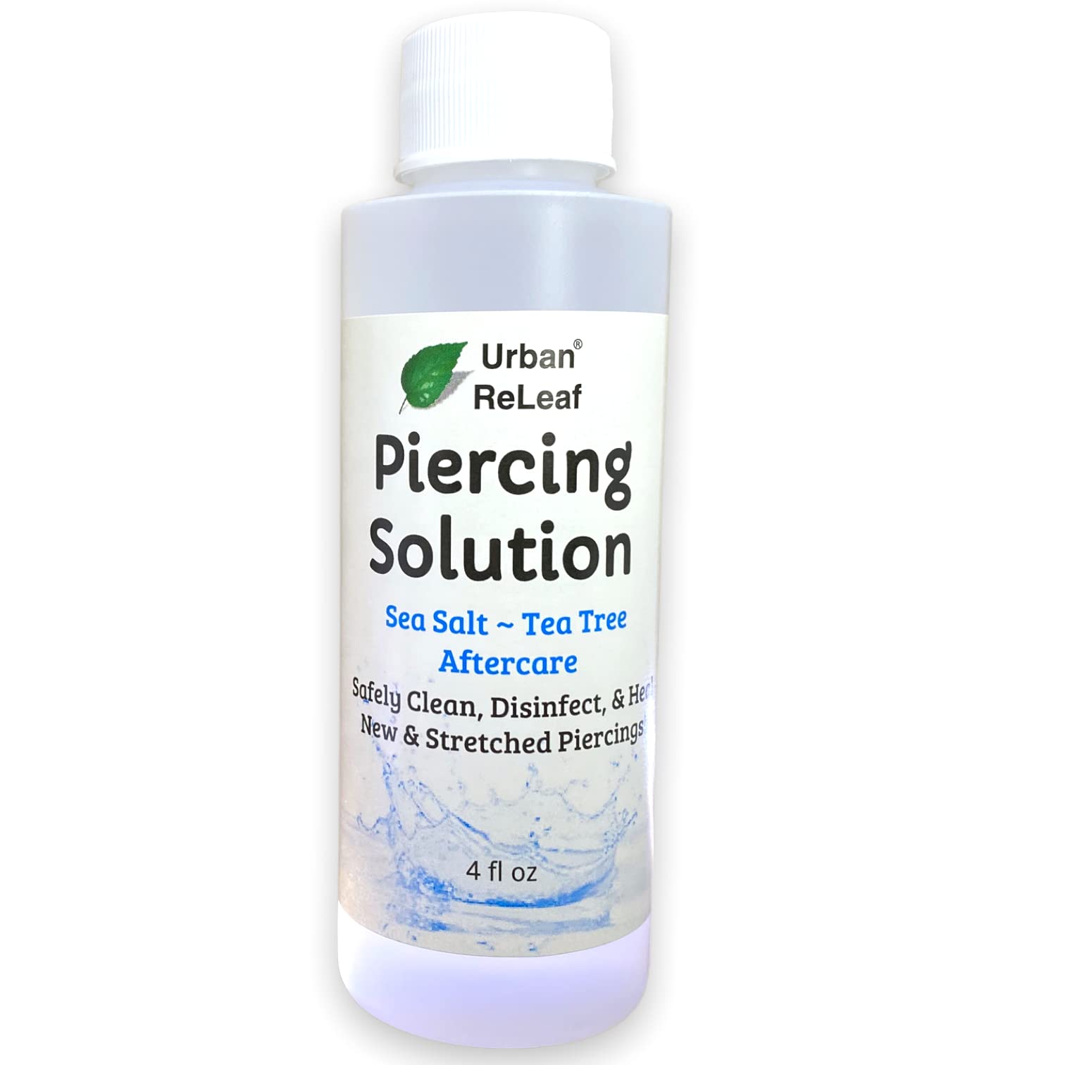 Urban ReLeaf piercing solution bottle for ready-to-use aftercare.