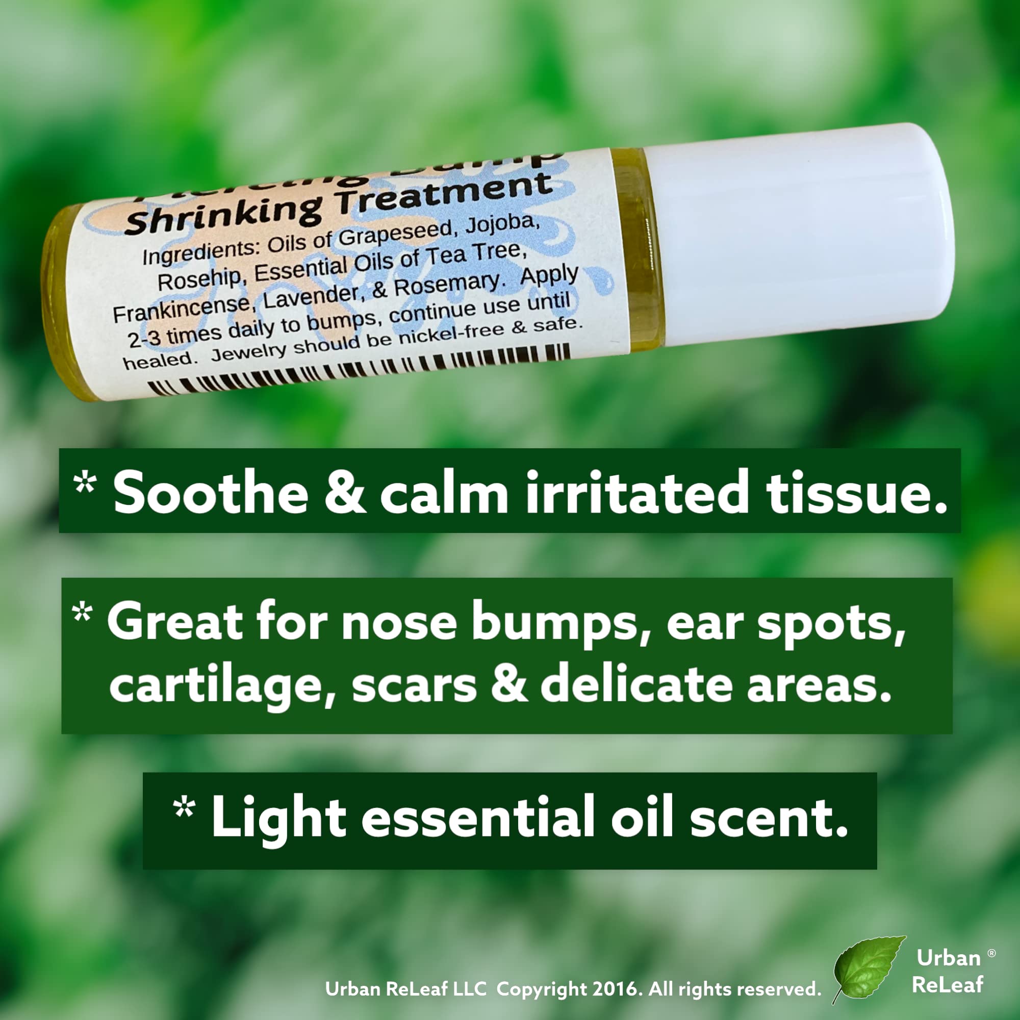 Urban ReLeaf rosehip grapeseed jojoba oils trio suggests nourishing, non-irritating skin support.