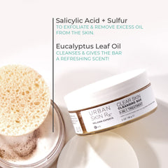 Urban Skin Rx Clear Skin Bar exfoliation action highlighting gentle dead-skin removal.