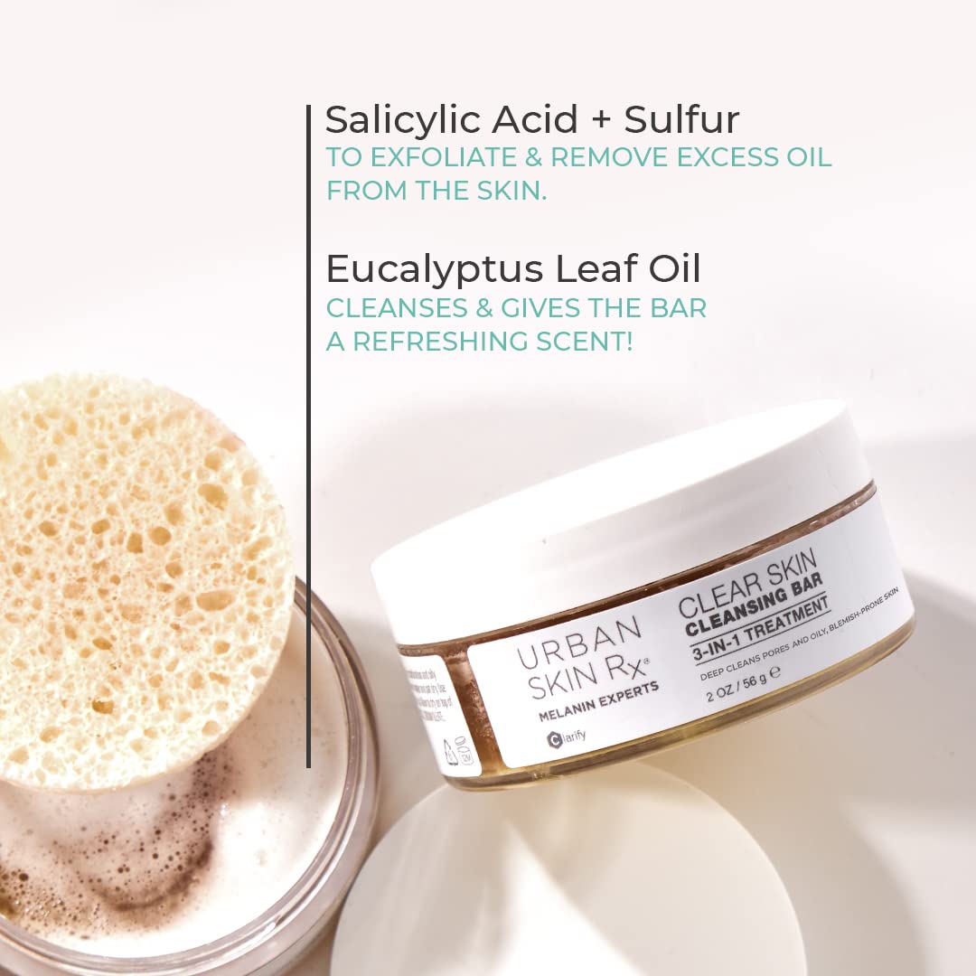 Urban Skin Rx Clear Skin bar lather showing creamy texture for gentle cleansing