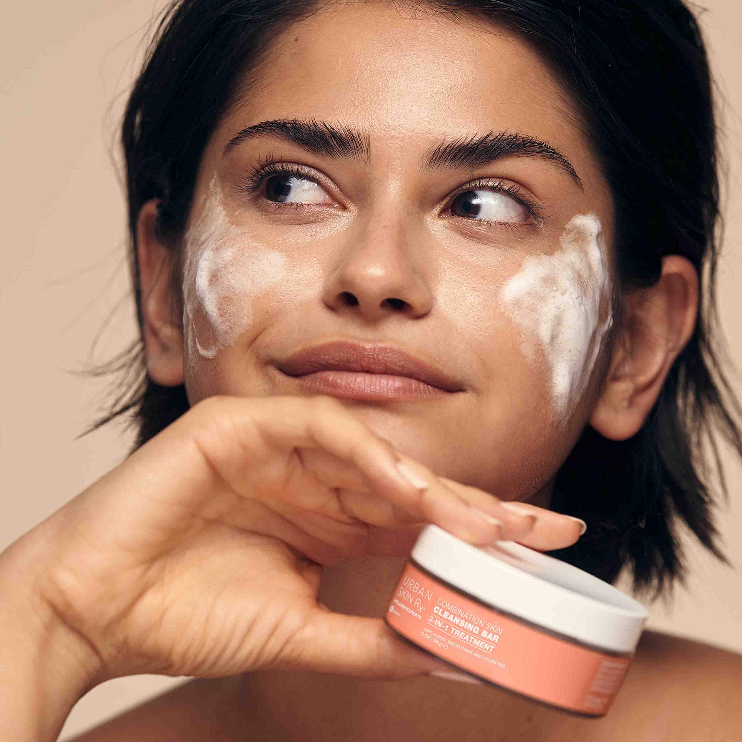 Urban Skin Rx 3in1 bar compact packaging for travel or shelf storage.