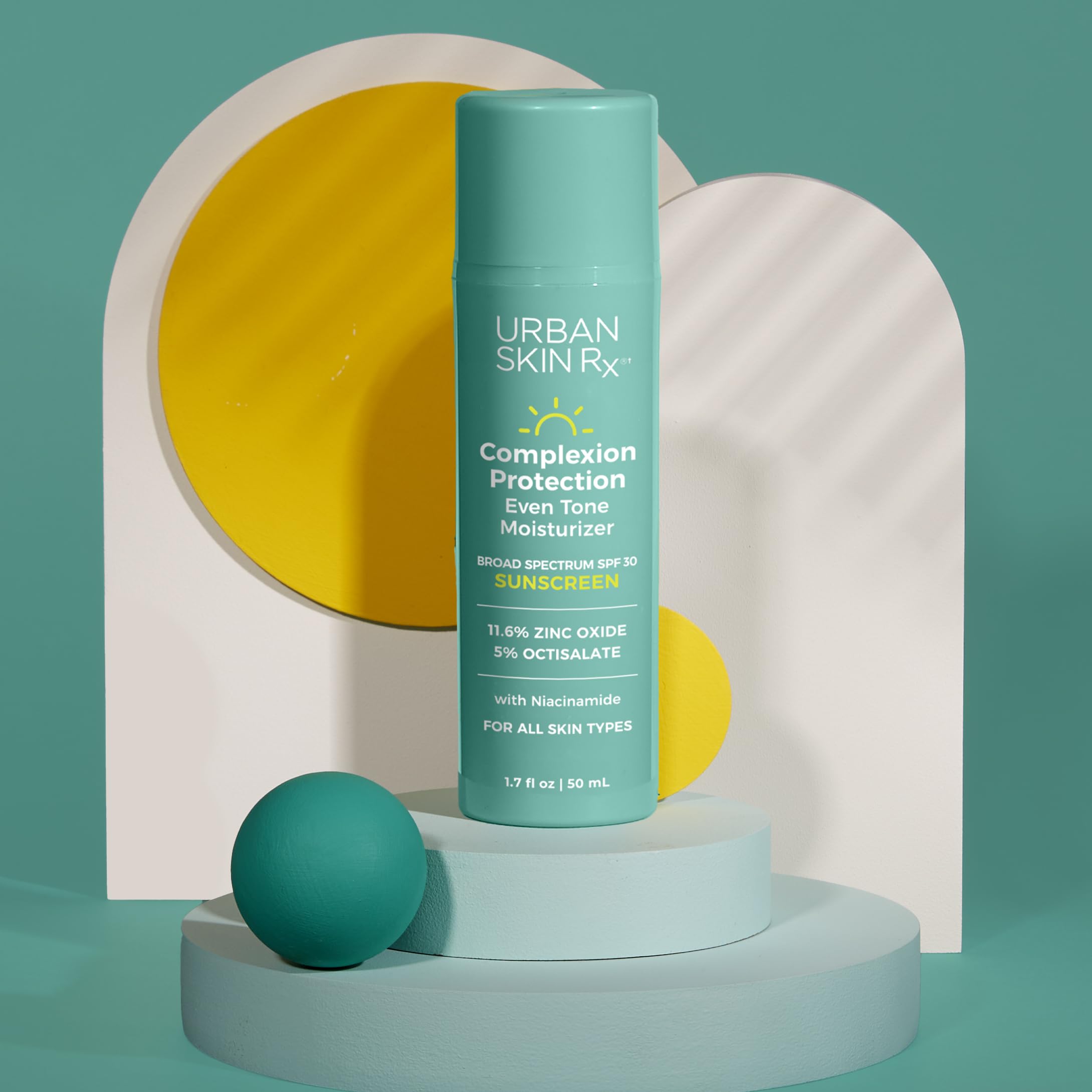 Urban Skin Rx Complexion Protection Moisturizer texture on skin shows lightweight absorbency for quick hydration.