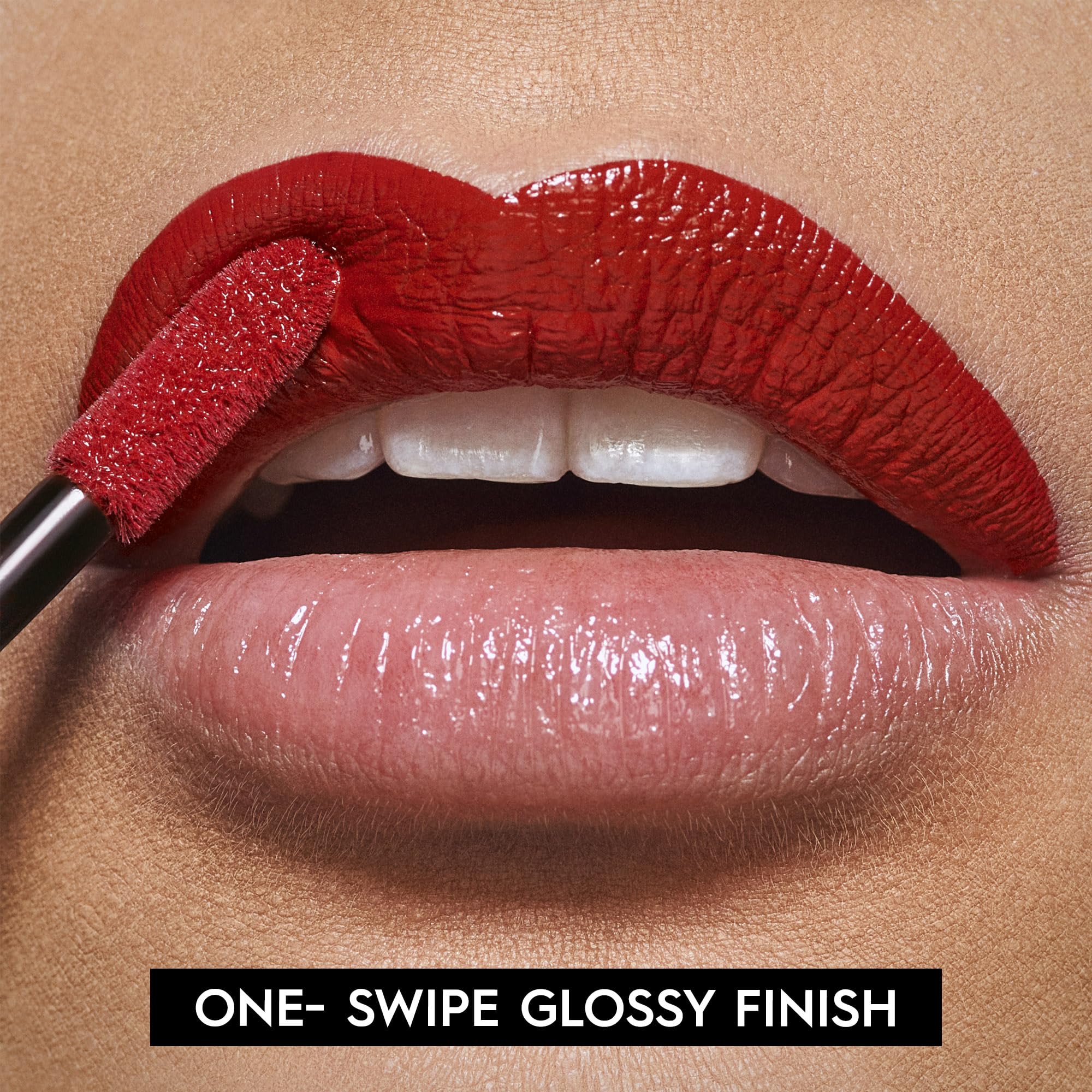 Urban Decay Vice Lip Bond Unbreakable red shade swatch emphasizes bold, transfer-resistant color.