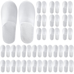 UrbanRoots 28-pair disposable slippers packaging close-up for travel or hospitality use
