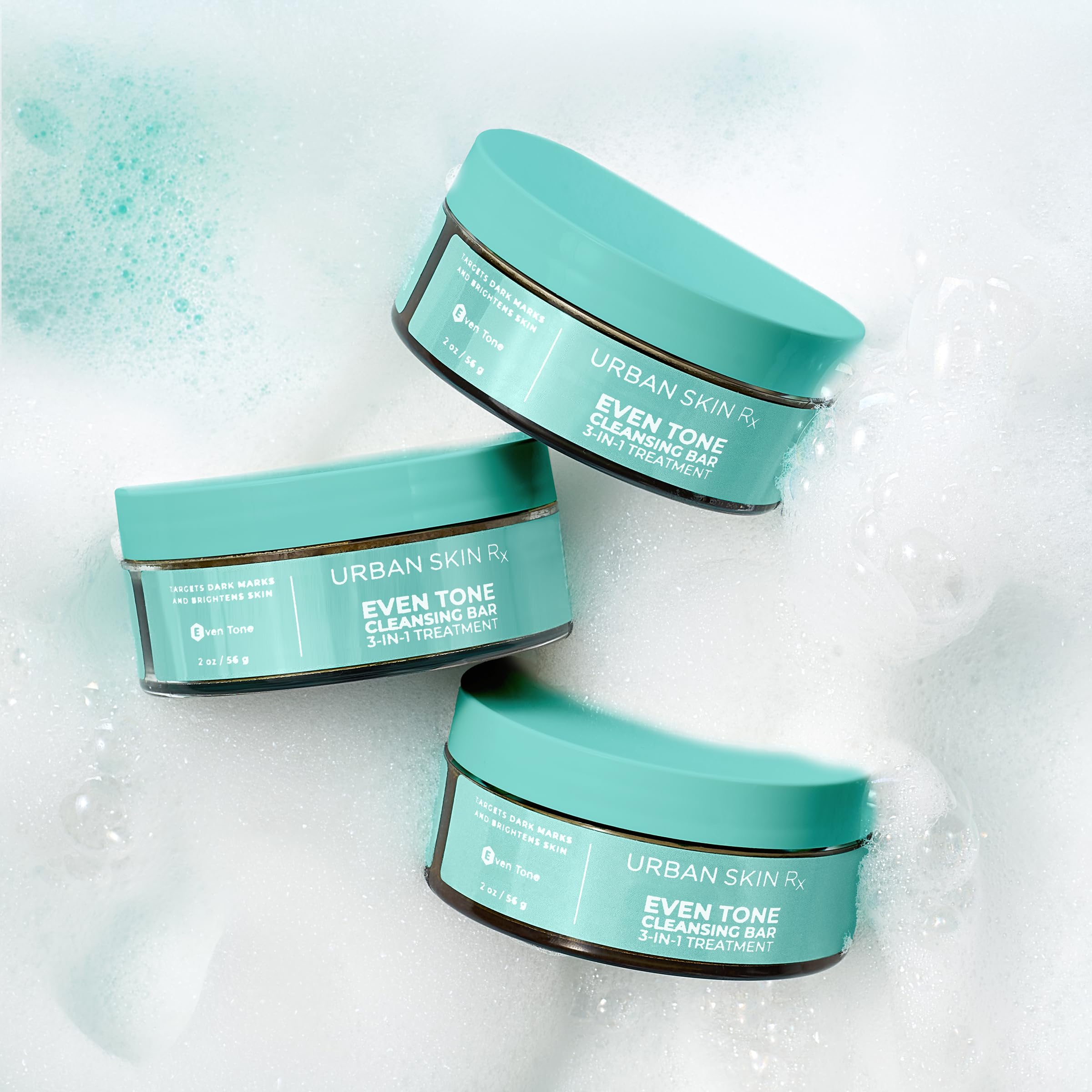 Urban Skin Rx Even Tone Bar jar-open view shows included bar and lid sponge.