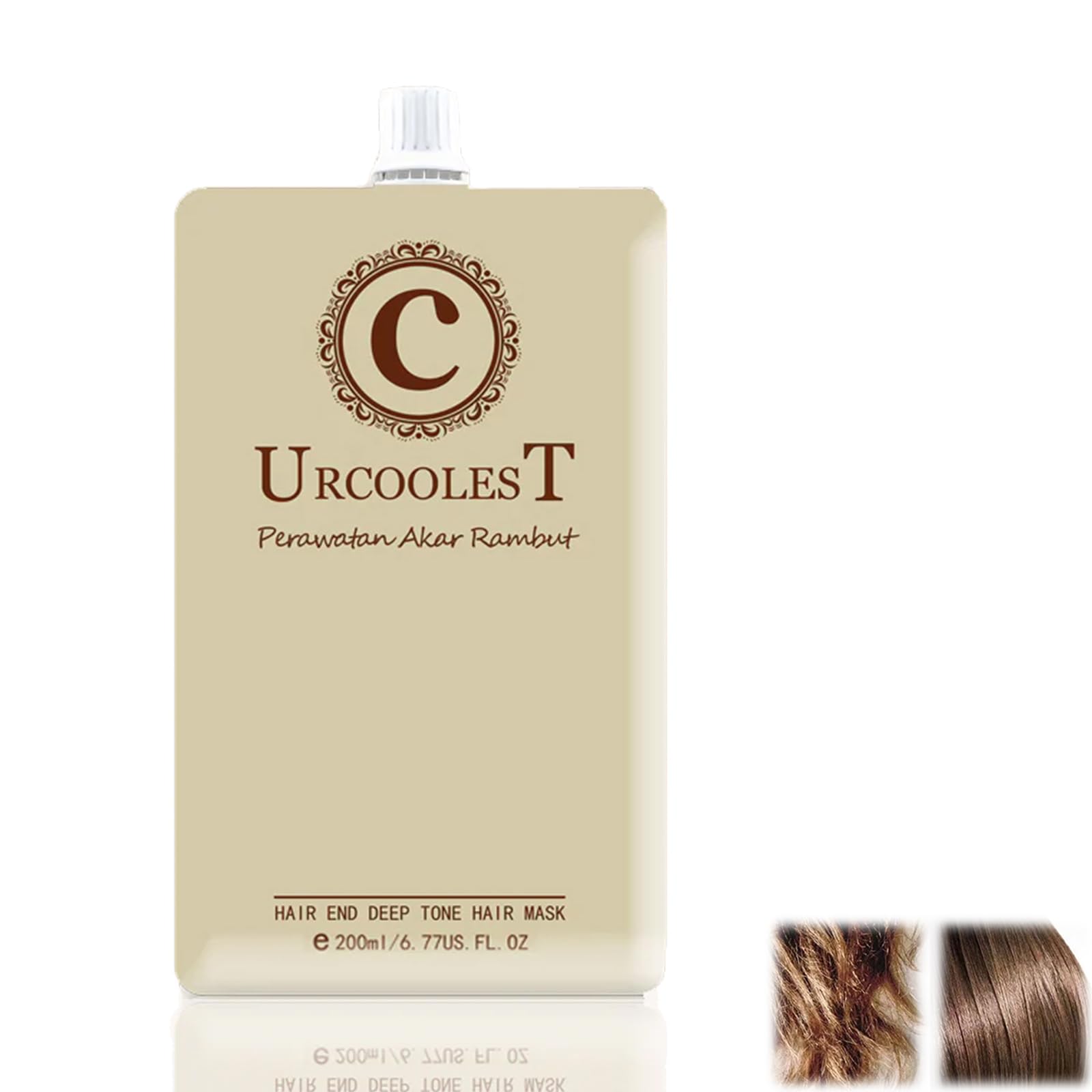 URCOOLEST Magical Hair Mask tube close-up showing rich conditioning for silky, rested strands