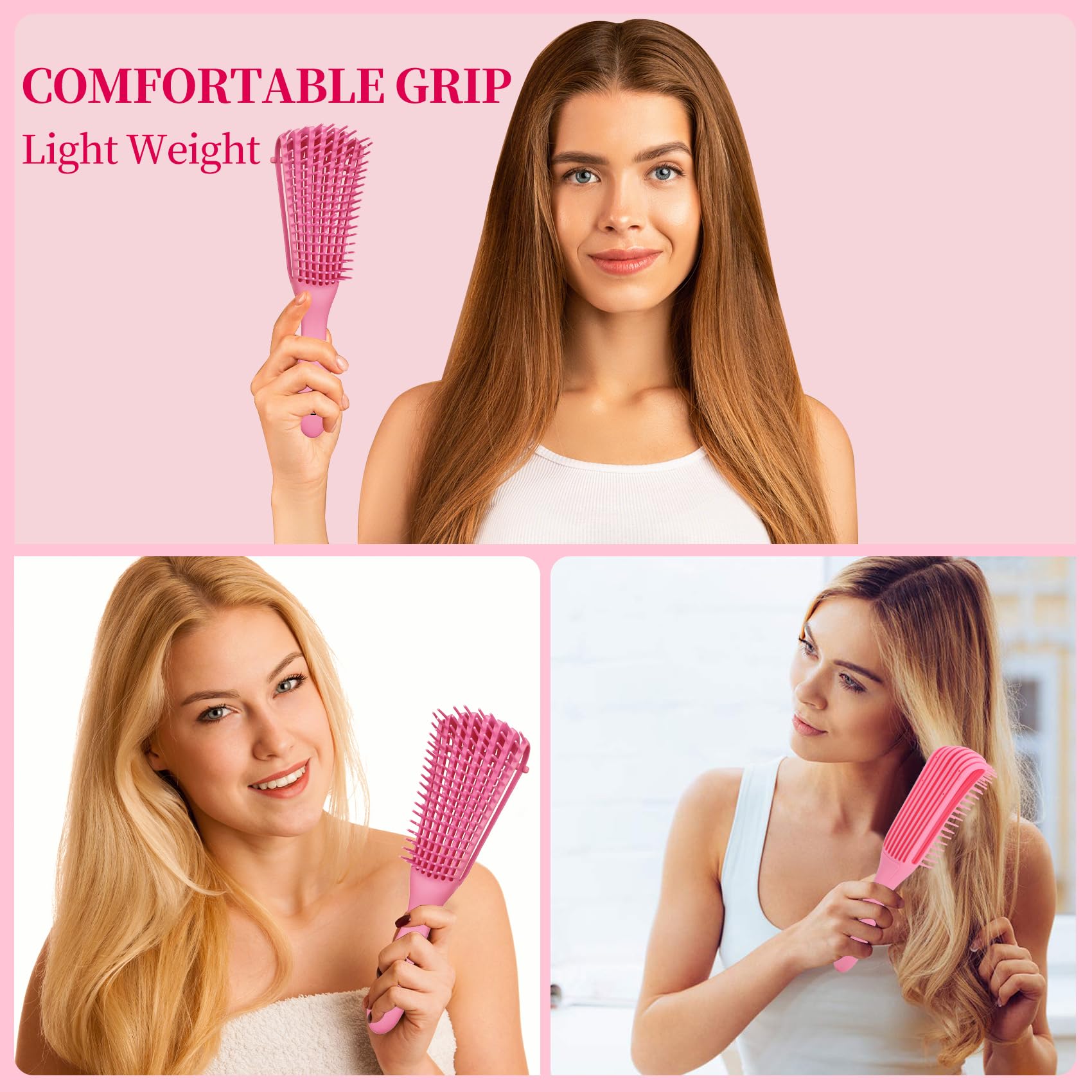 UREELIN anti-static rubber pads help minimize frizz during brushing.