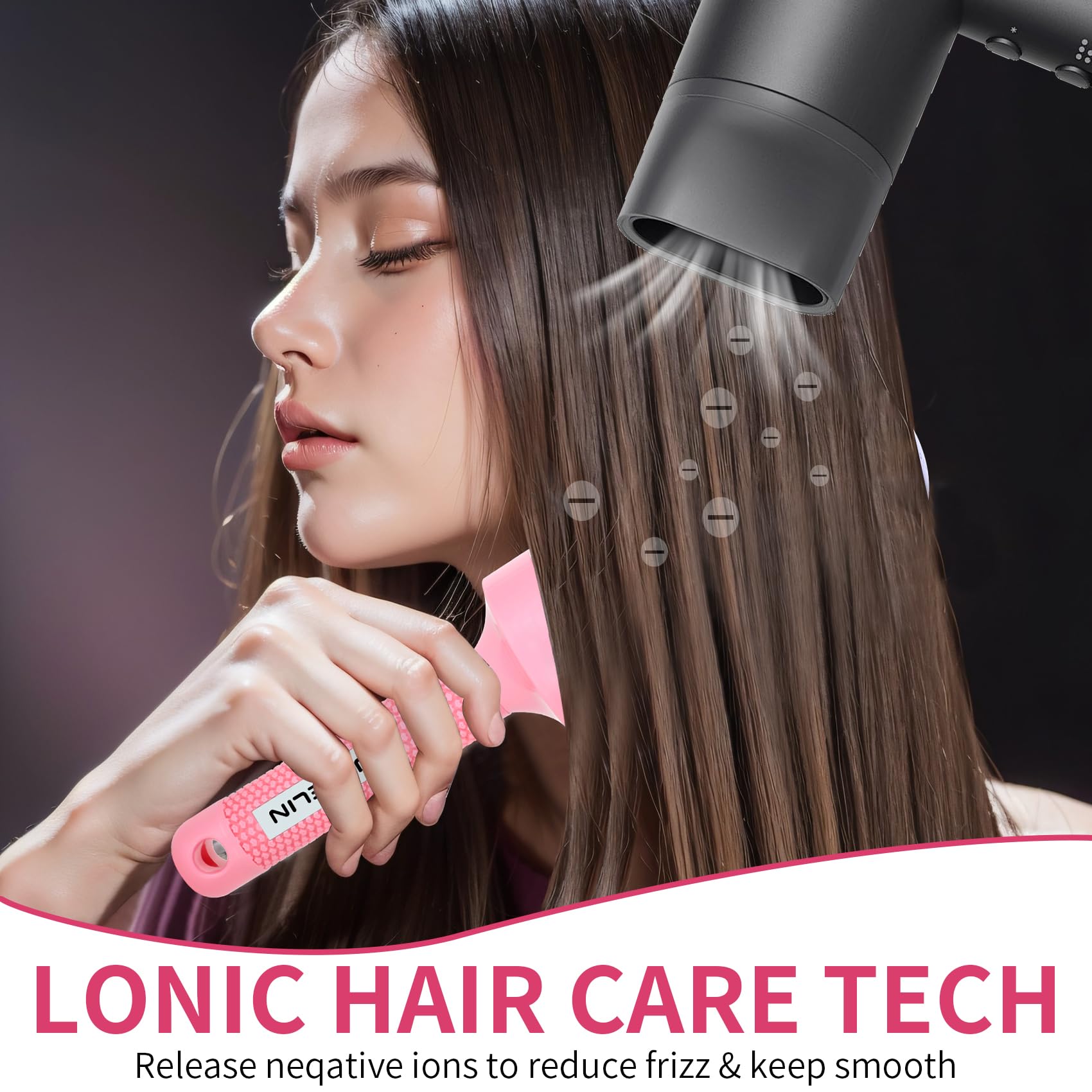 UREELIN round brush in-use shot demonstrates volumizing results on medium to long hair