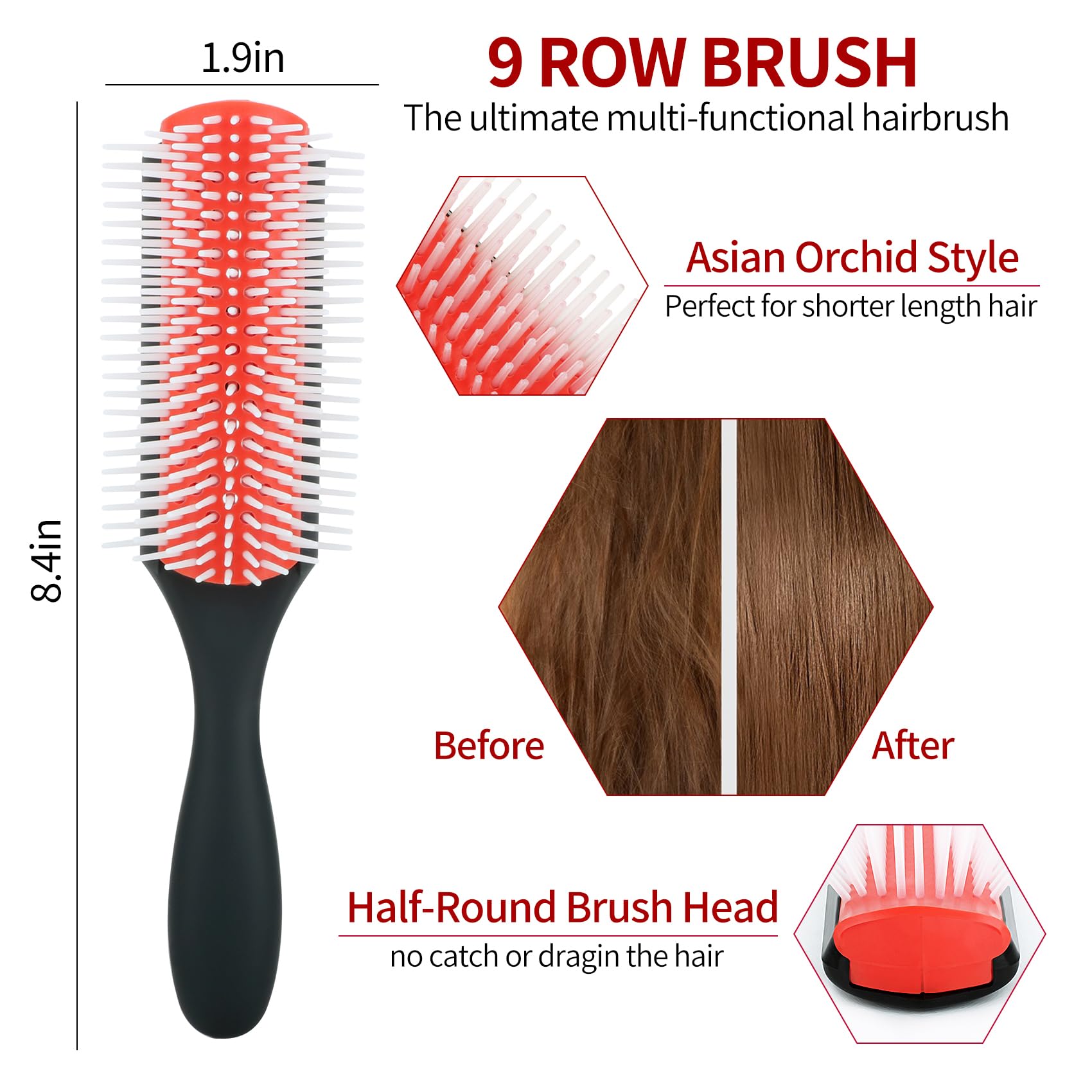 UREELIN wide tooth comb reduces tangles and breakage.