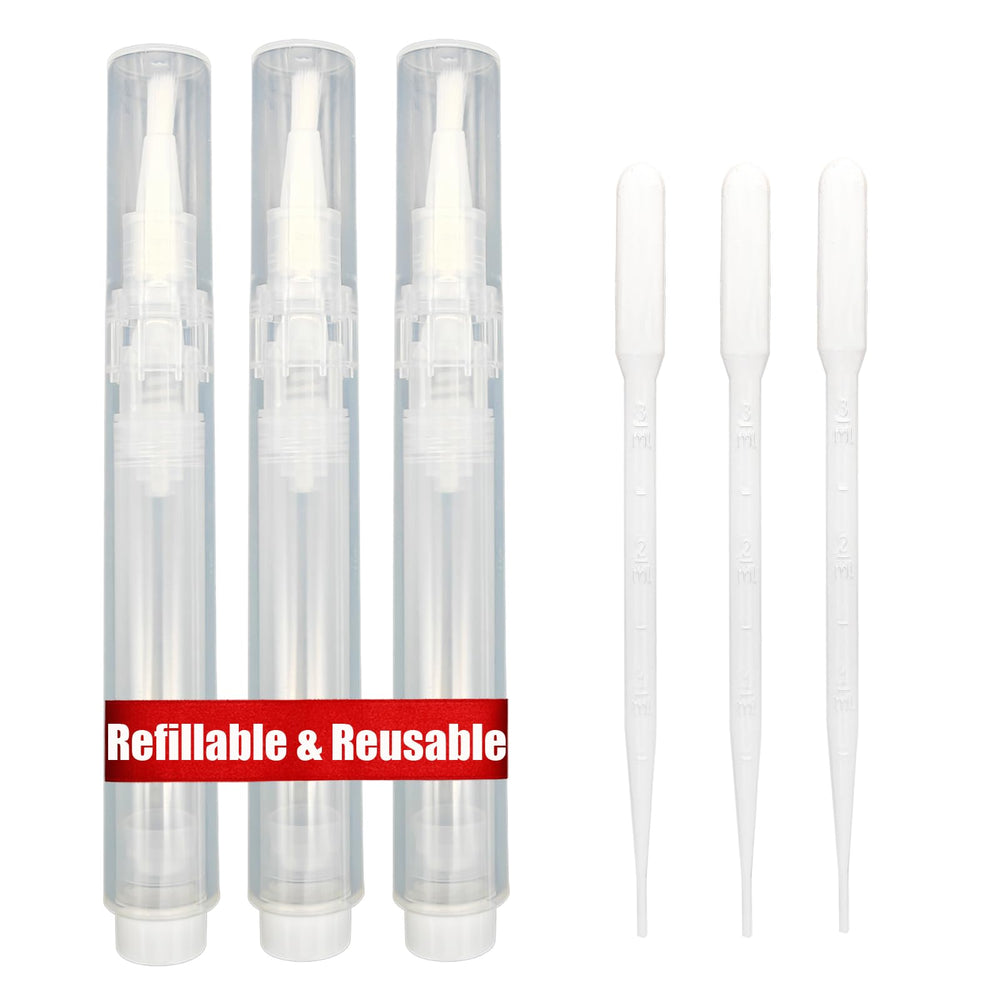 URGINO set de 3 plumas rellenables para aceite de cutícula, reutilizables y portátiles.