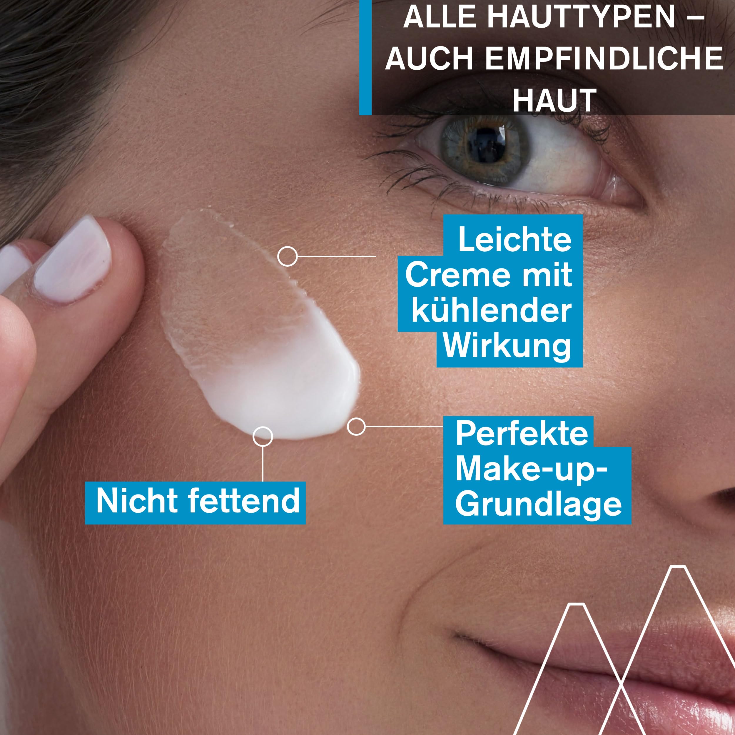 Close-up of the cream texture showing fast absorption on skin