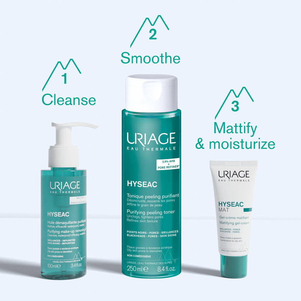 Uriage Hyseac 40ml packshot shows compact, travel-friendly size
