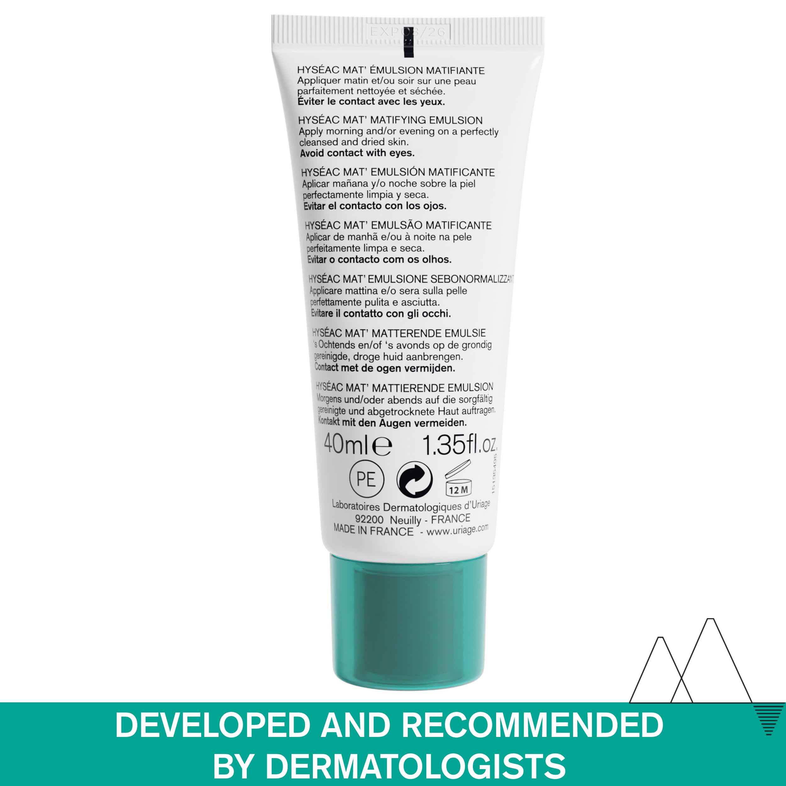 Uriage Hyseac gel-cream swirl showing lightweight texture ideal for daily sebum absorption