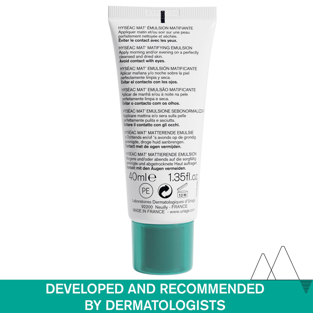 Uriage Hyseac gel-cream swirl showing lightweight texture ideal for daily sebum absorption