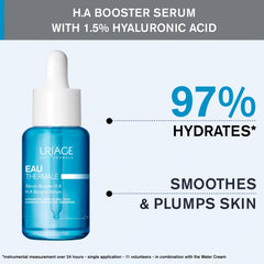 Uriage URIAGE Serum Booster H.A. bottle on white background signals clean formula.