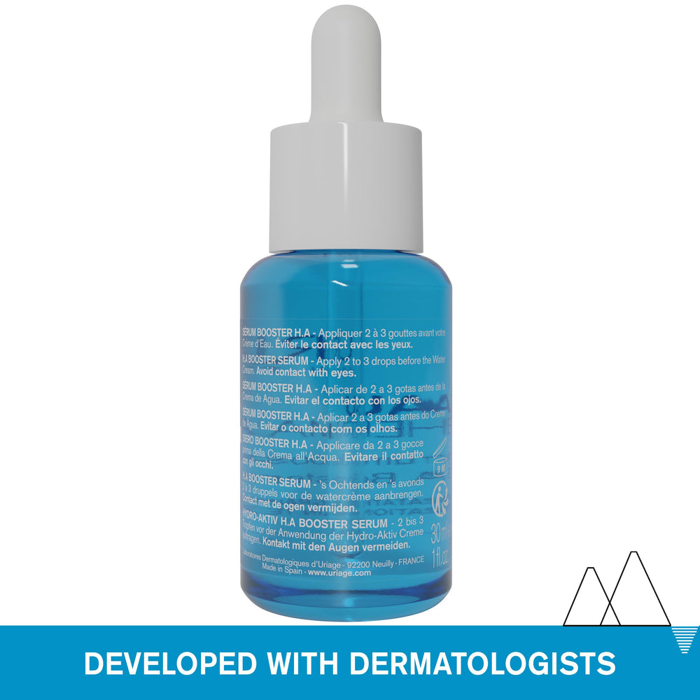 Uriage URIAGE Serum Booster H.A. dropper application suggests quick absorption.