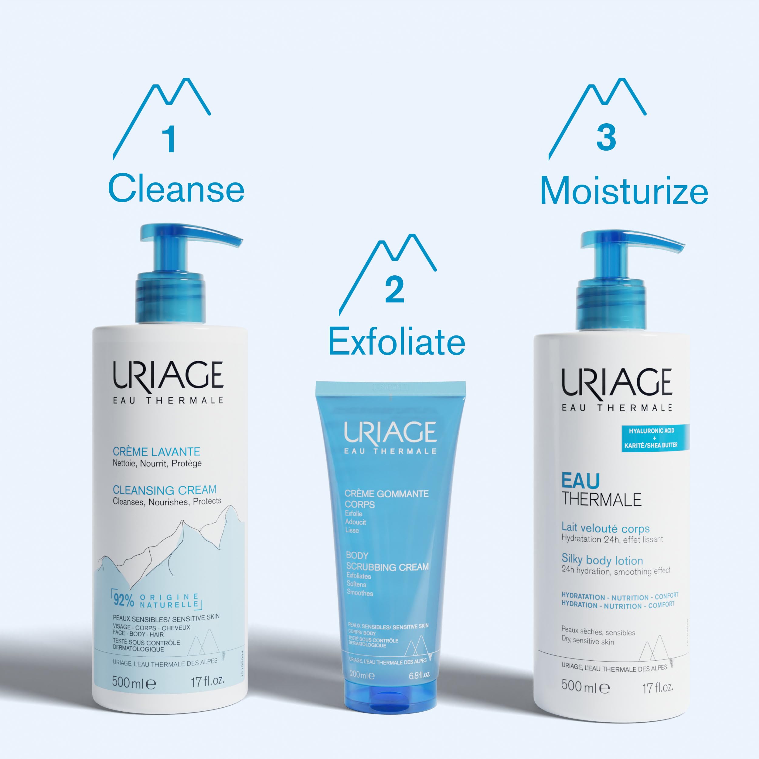 500 mL bottle of Uriage Silky Body Lotion provides all-day moisture.
