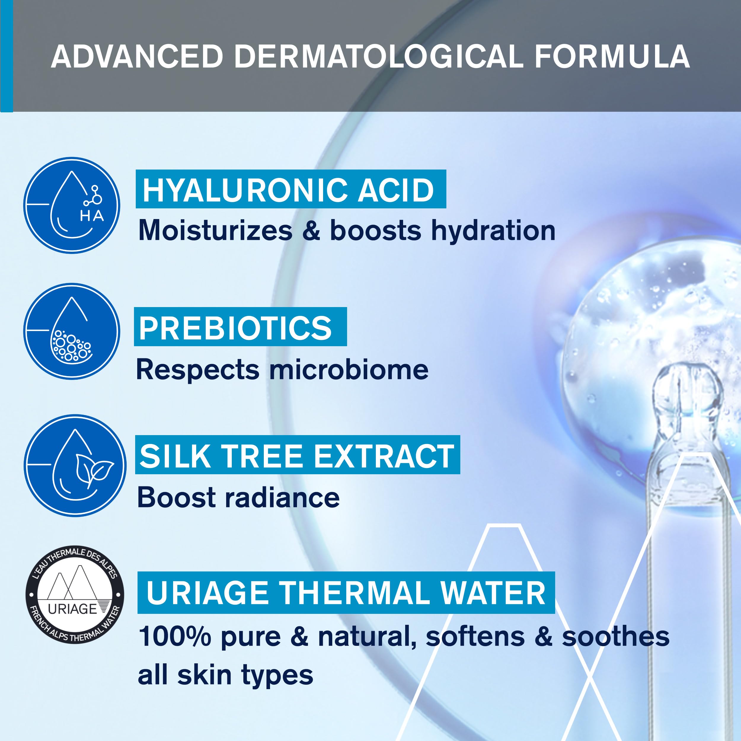 Applying Uriage Essence to face during a skincare routine