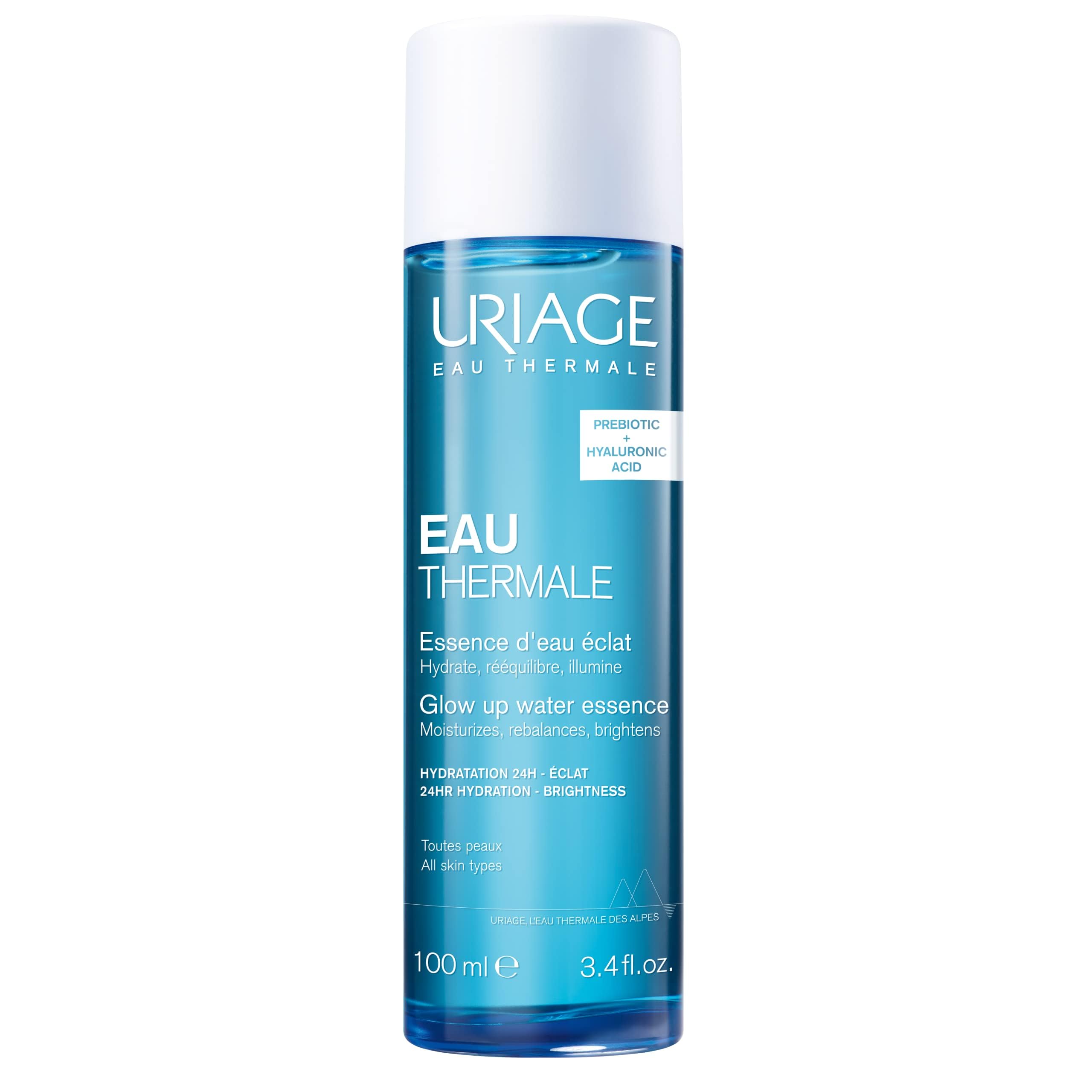 Uriage Thermal Water Essence bottle showing portable hydration booster for daily moisture
