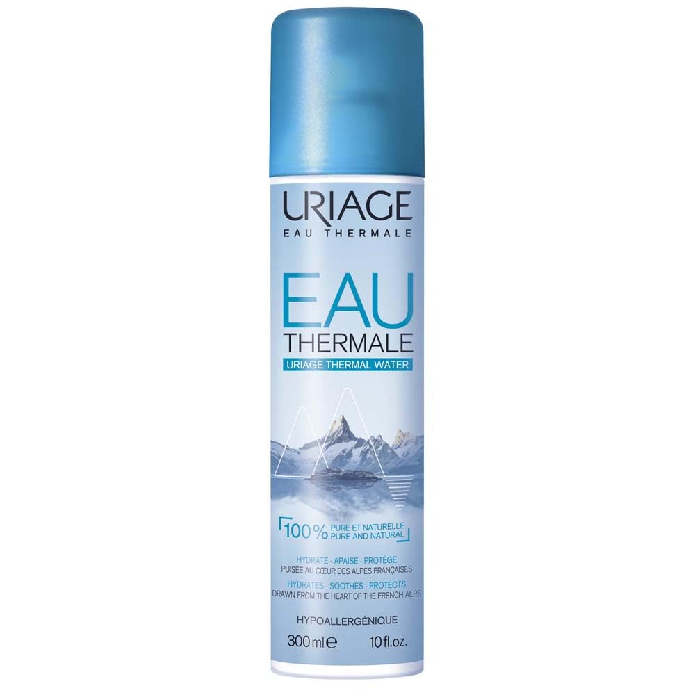 Uriage Thermal Water Spray face mist hydrates and refreshes the skin for dewy radiance.