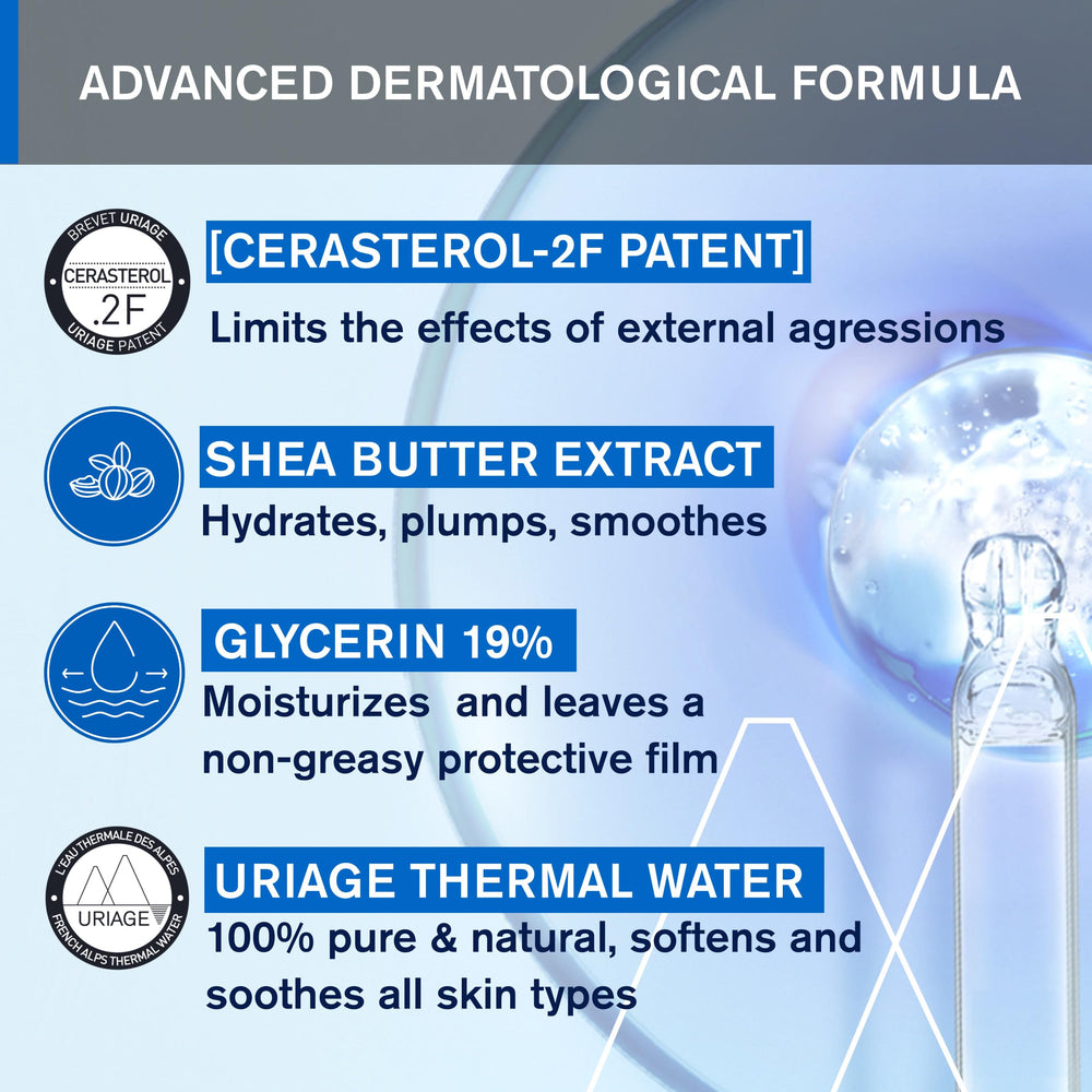 Family-use scene with Uriage Xémose cleansing soothing oil in bathroom routine