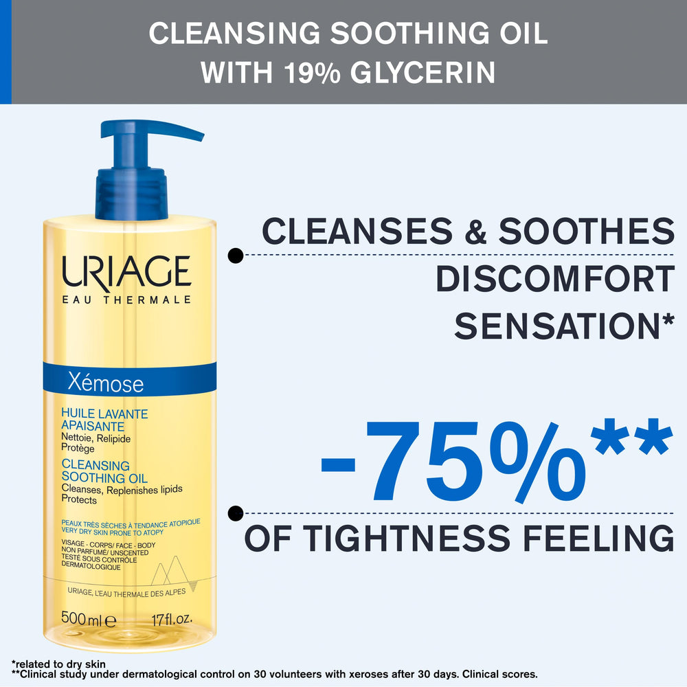 Closeup of MILD foam from Uriage Xémose soothing oil for sensitive skin