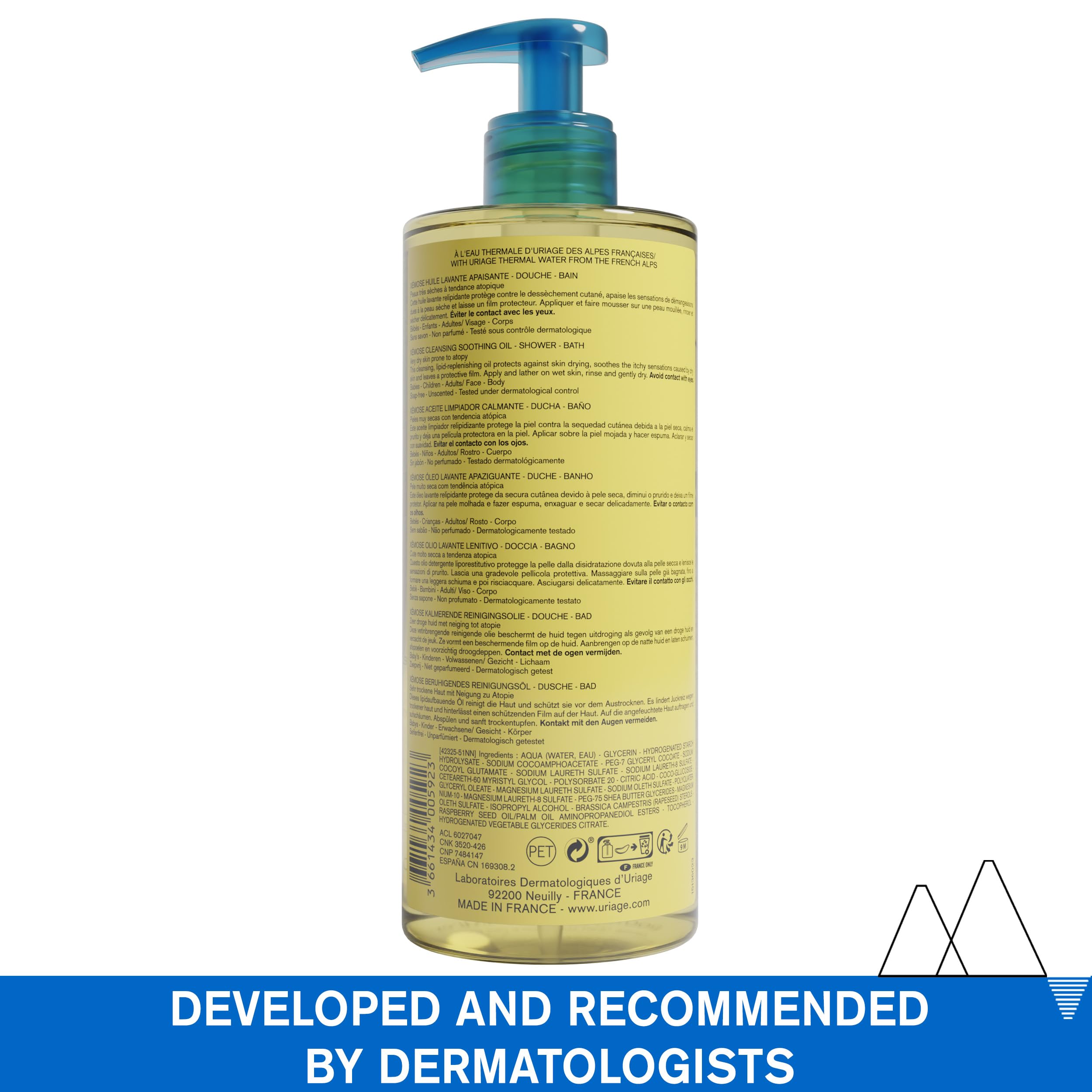 Texture of Uriage Xémose gel-in-oil lather for gentle cleansing