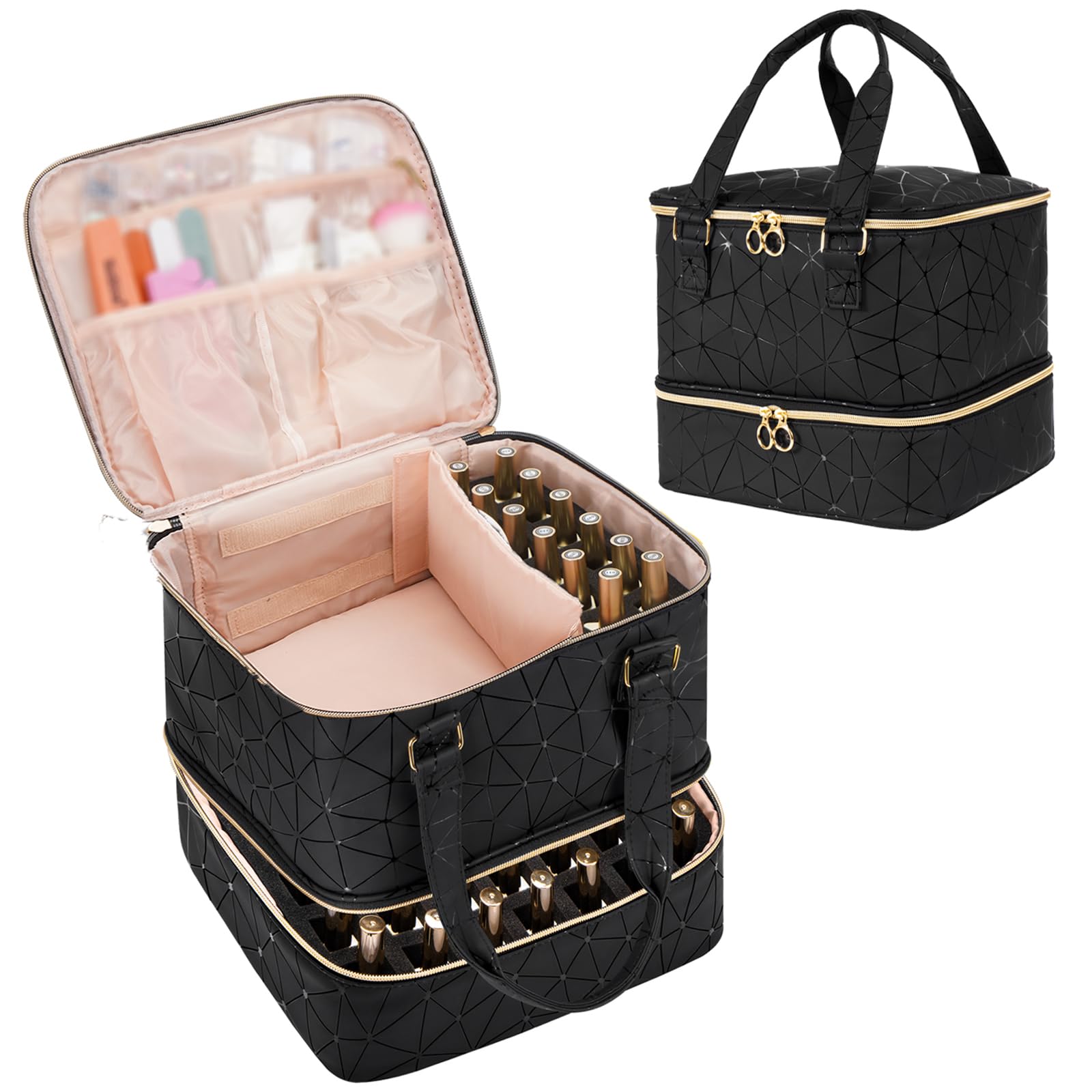 Uross Nail Polish Organizer Bag closed view enables quick on-the-go touch-ups