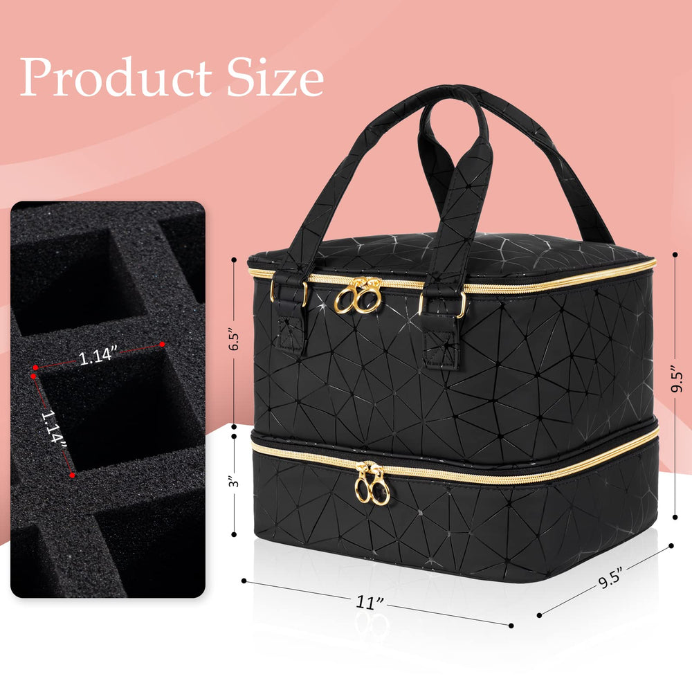 Uross bag interior shows detachable partitions and pockets for nail supplies
