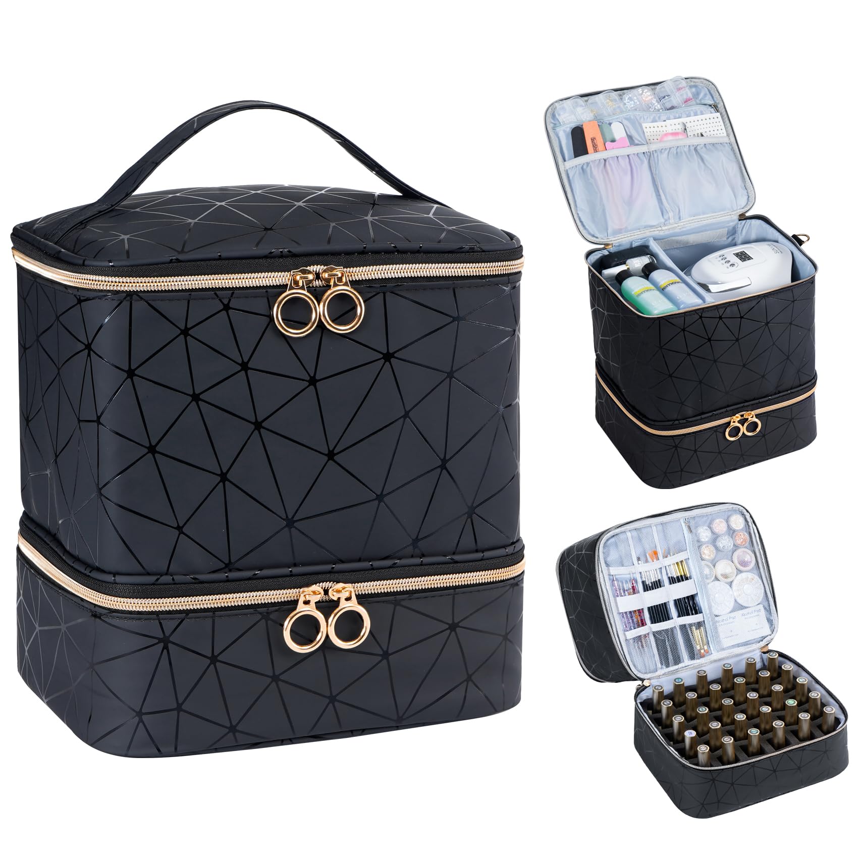 Uross nail polish organizer bag front view for neat, portable storage