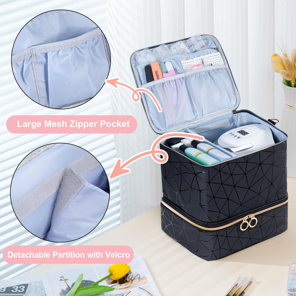 Uross nail polish organizer bag PU material highlights waterproof, scratch resistant finish
