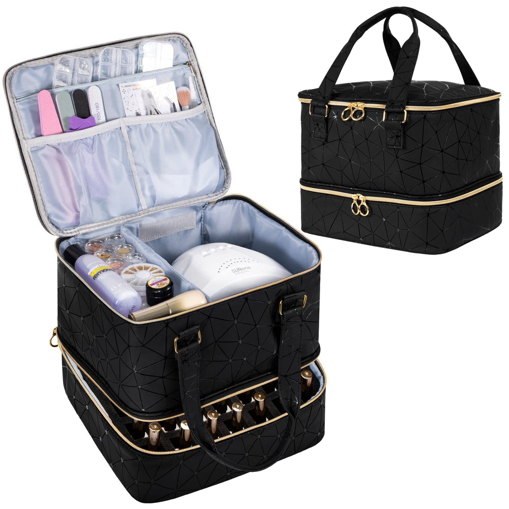 Uross nail polish organizer bag open for easy access during on-site appointments
