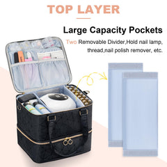 Uross nail polish organizer bag side with handles for easy travel transport.